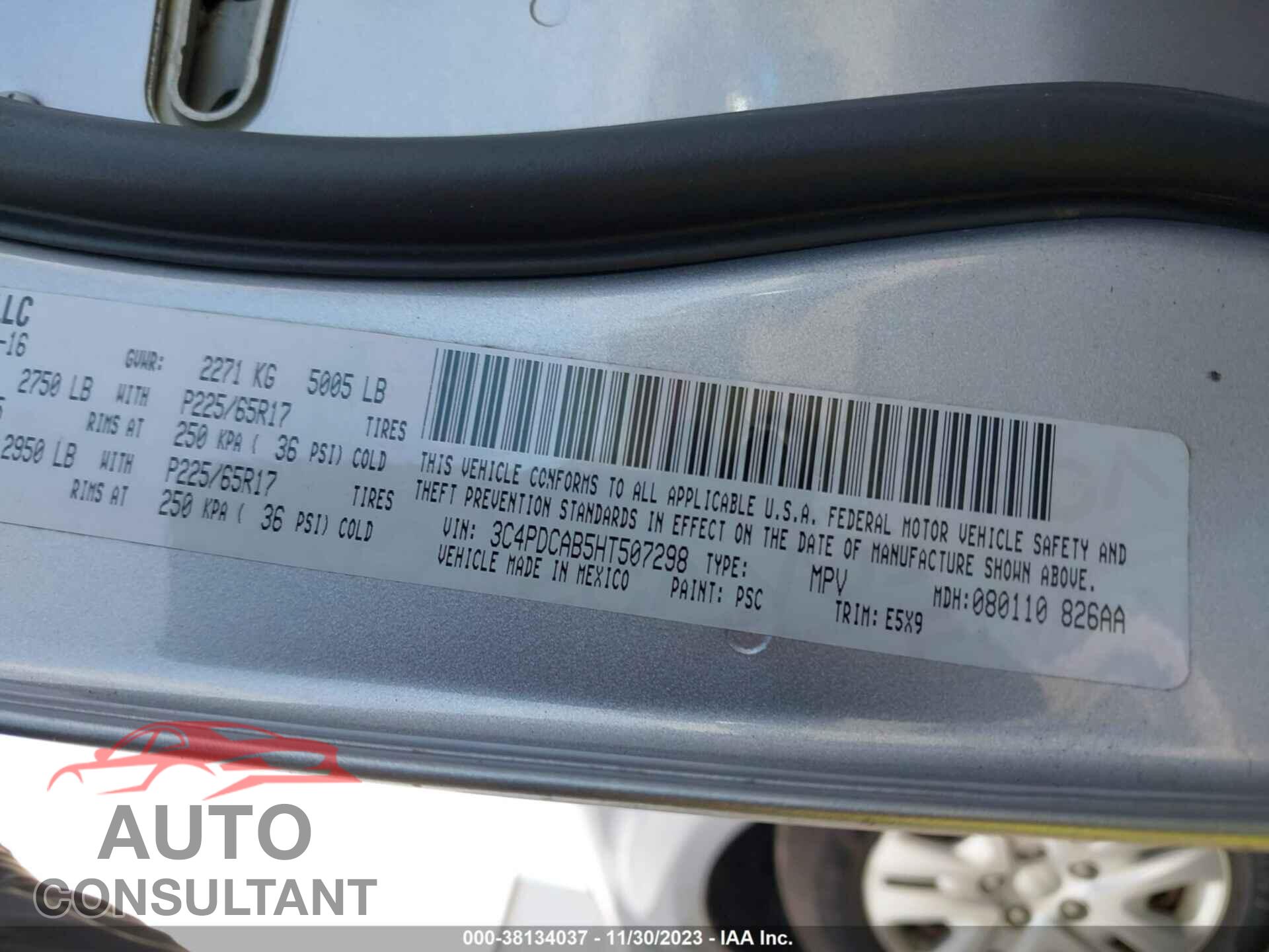 DODGE JOURNEY 2017 - 3C4PDCAB5HT507298