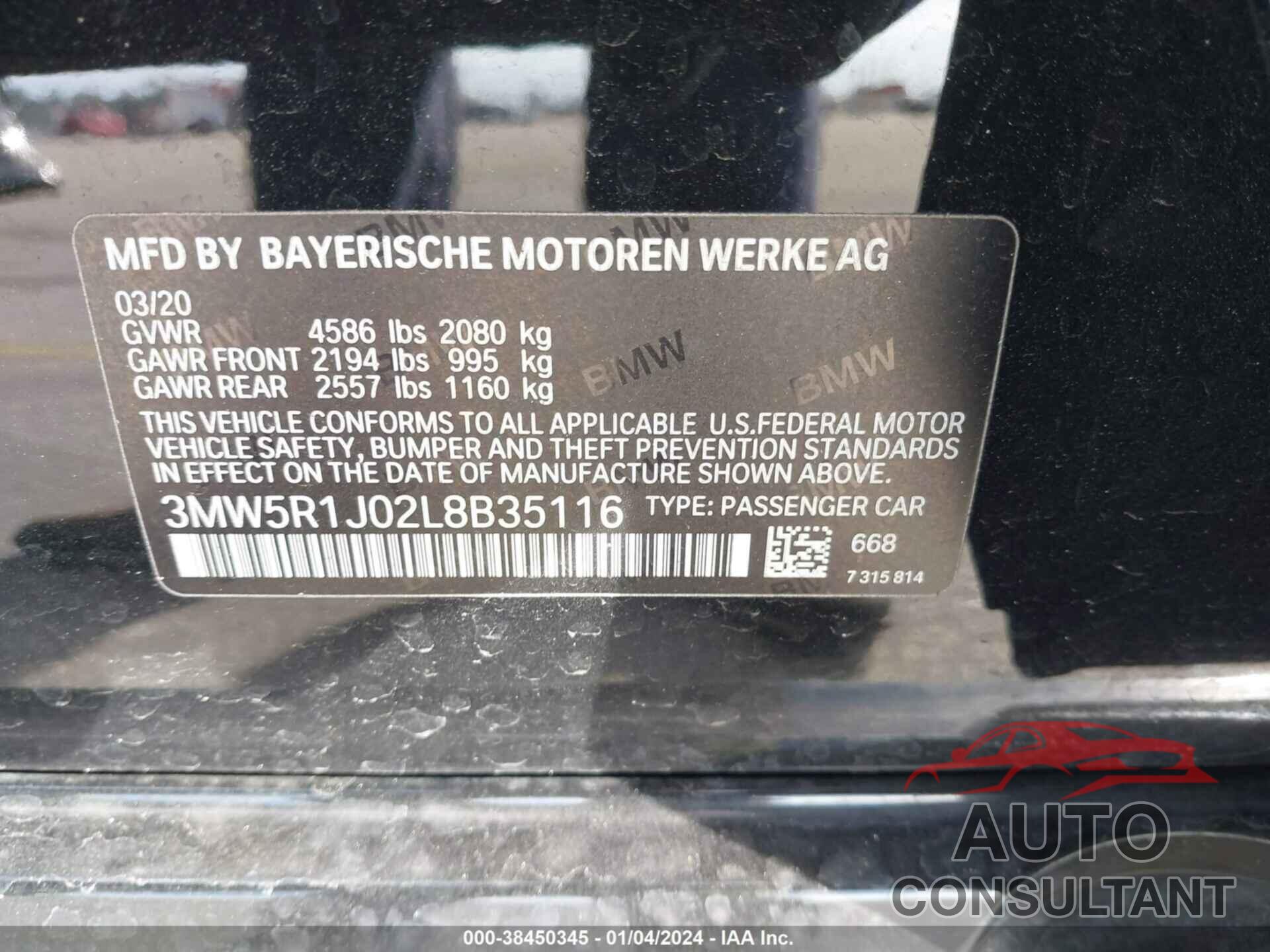 BMW 330I 2020 - 3MW5R1J02L8B35116