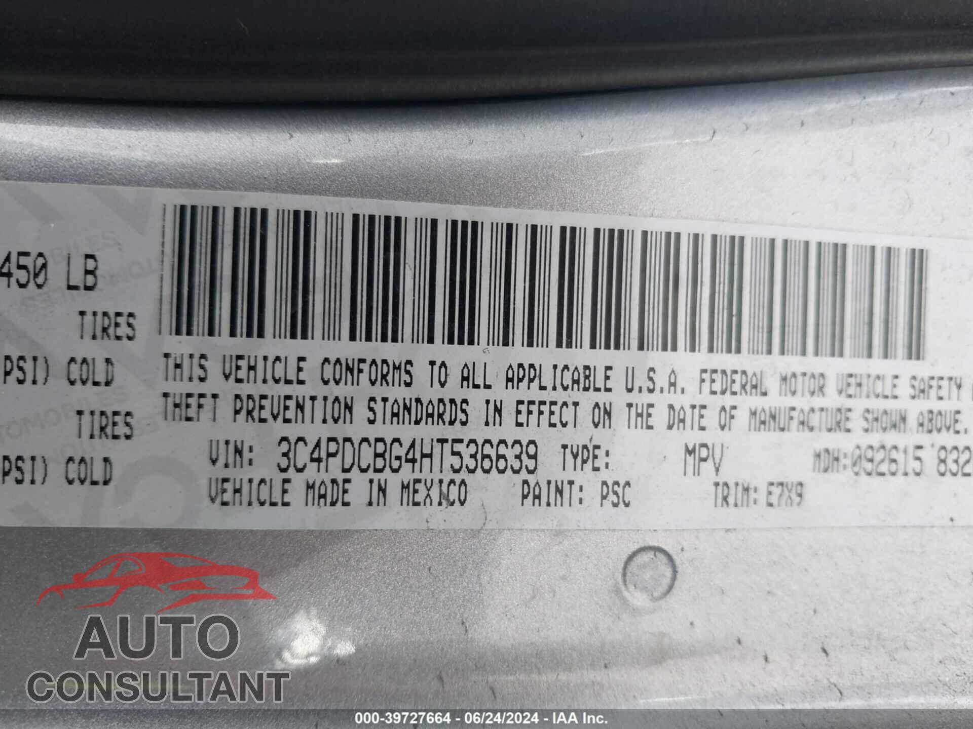 DODGE JOURNEY 2017 - 3C4PDCBG4HT536639