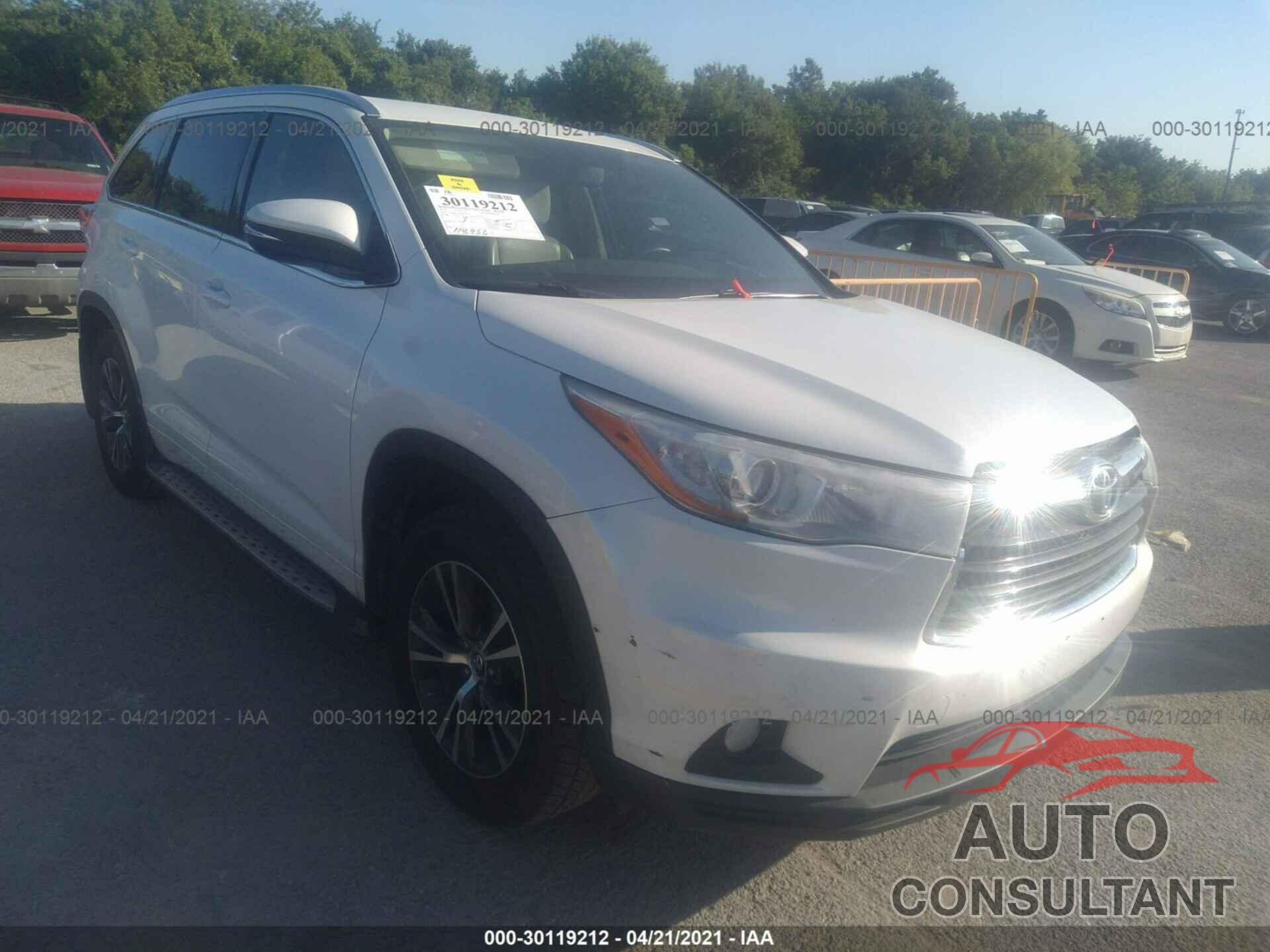 TOYOTA HIGHLANDER 2016 - 5TDKKRFH0GS147642
