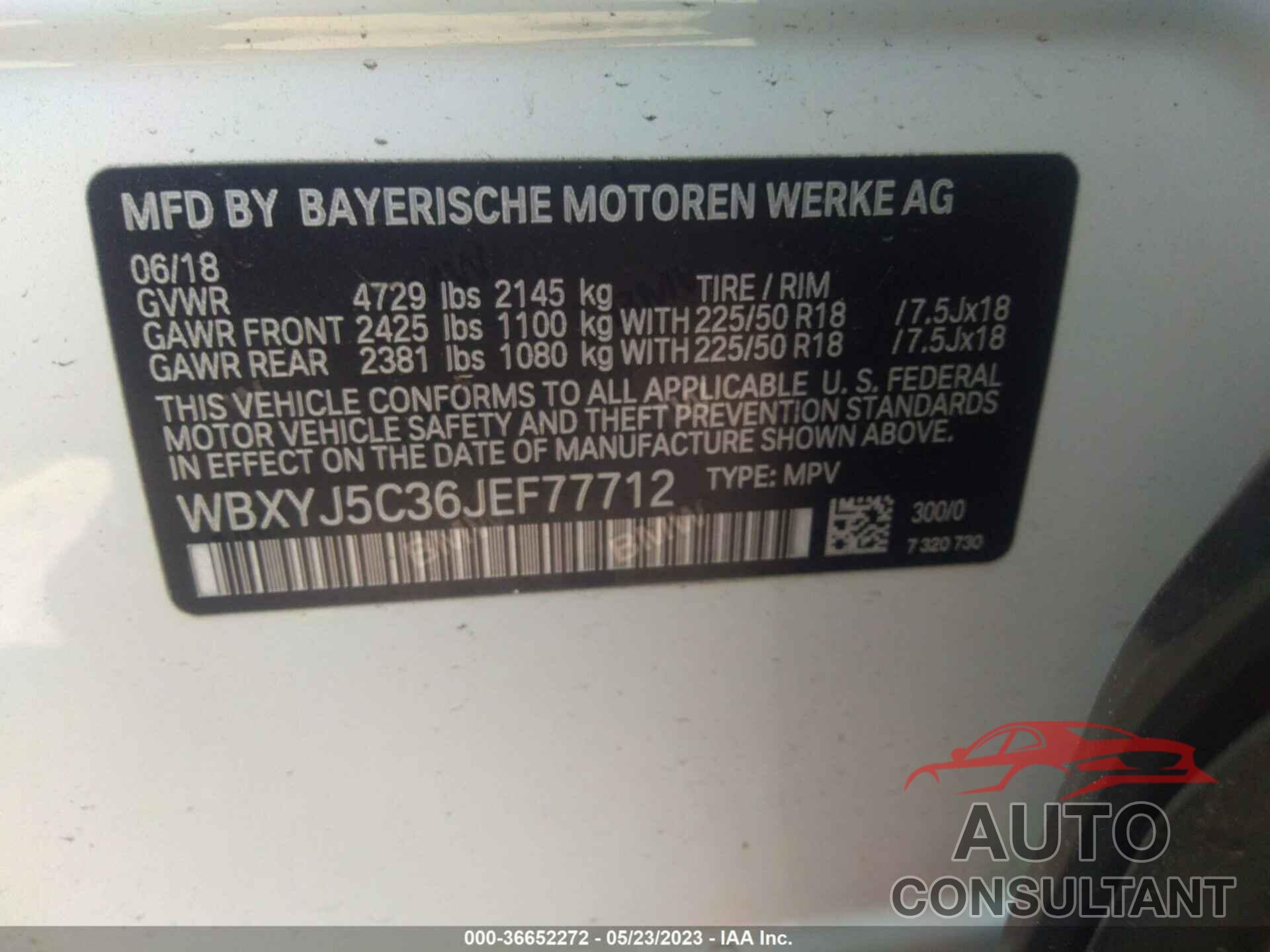 BMW X2 2018 - WBXYJ5C36JEF77712