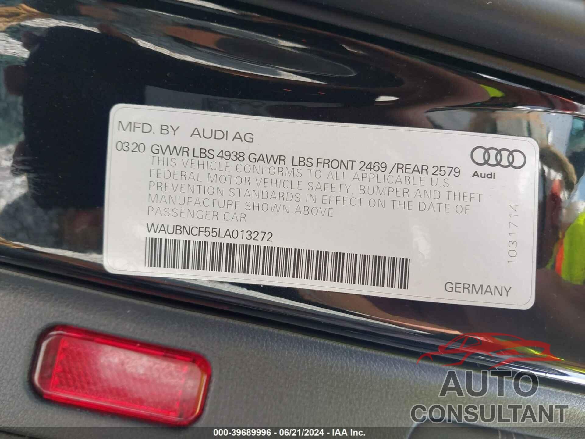 AUDI A5 SPORTBACK 2020 - WAUBNCF55LA013272