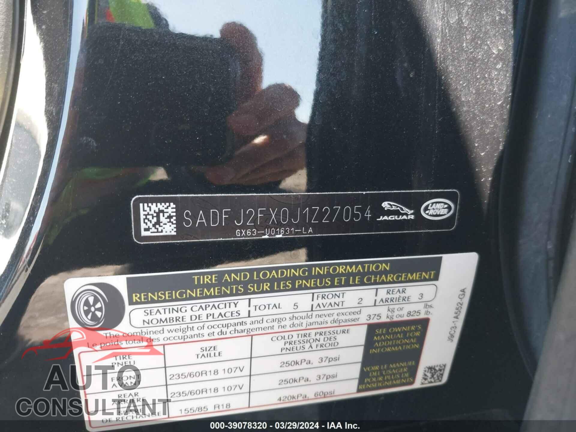 JAGUAR E-PACE 2018 - SADFJ2FX0J1Z27054