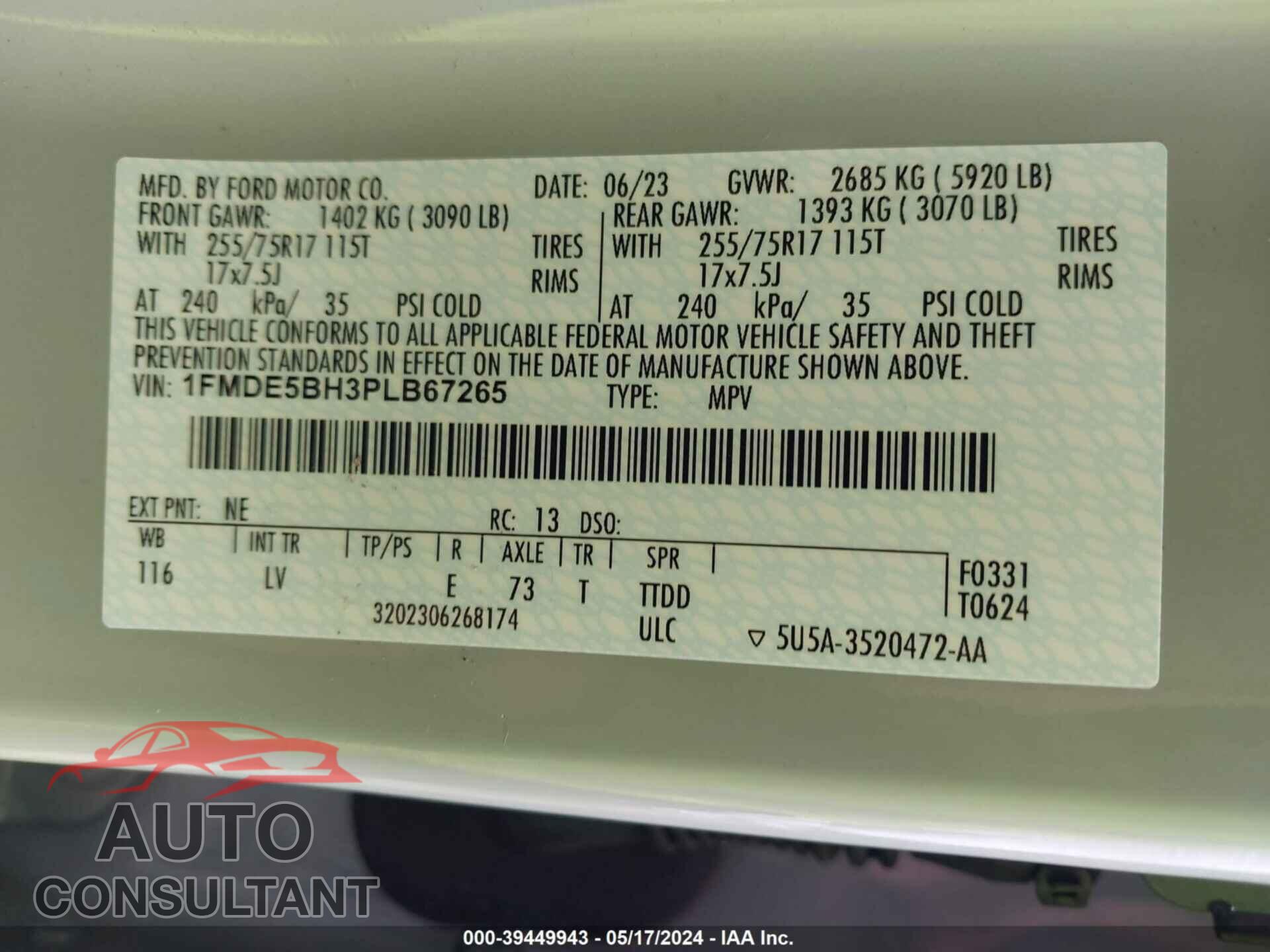 FORD BRONCO 2023 - 1FMDE5BH3PLB67265