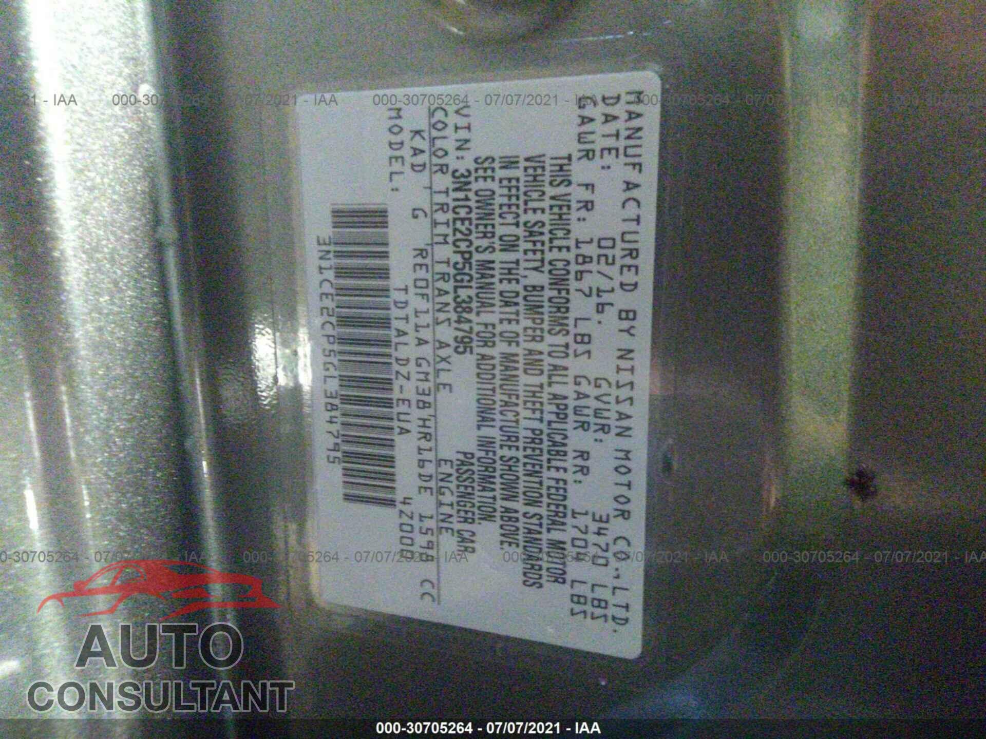 NISSAN VERSA NOTE 2016 - 3N1CE2CP5GL384795