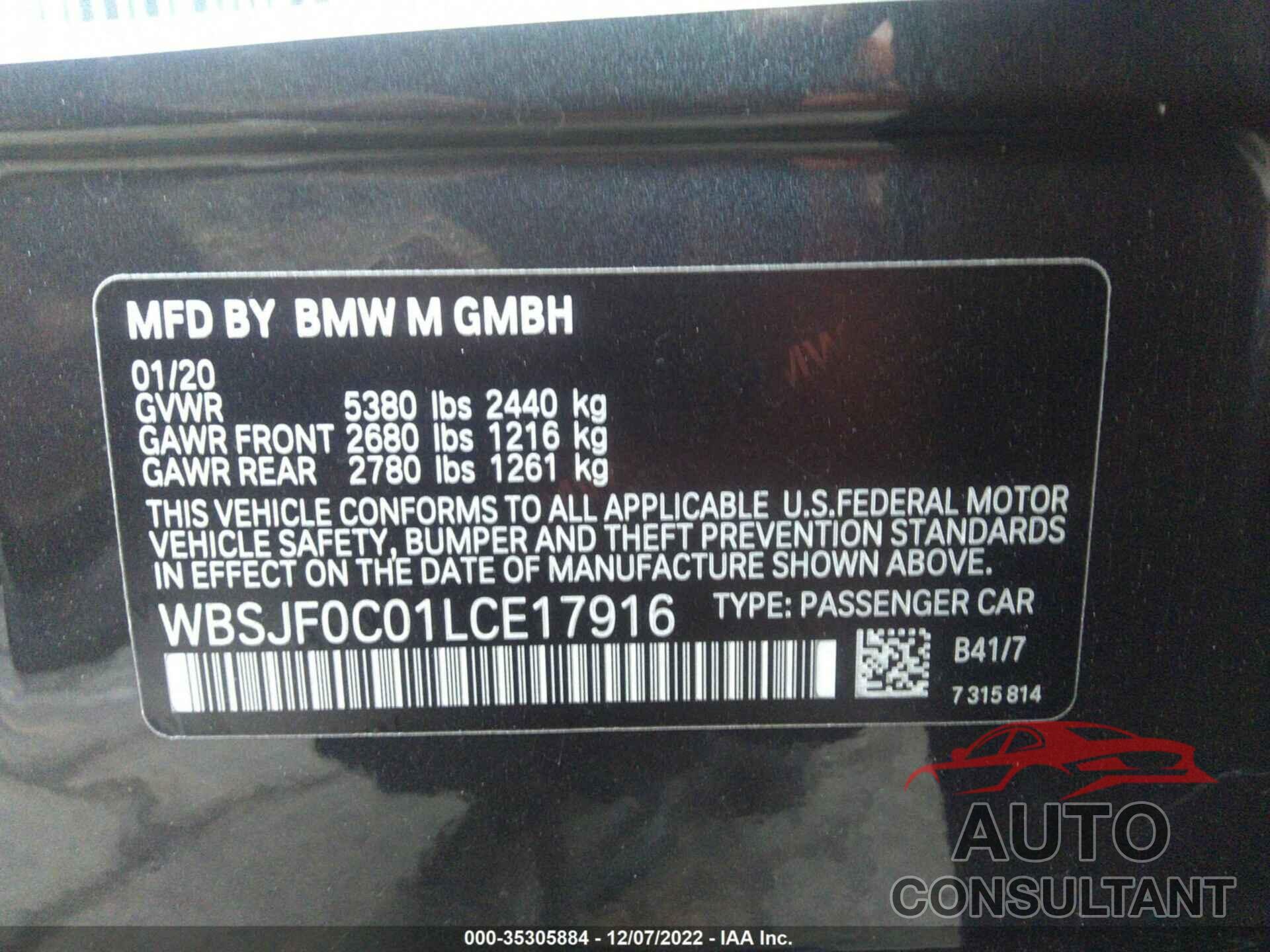 BMW M5 2020 - WBSJF0C01LCE17916