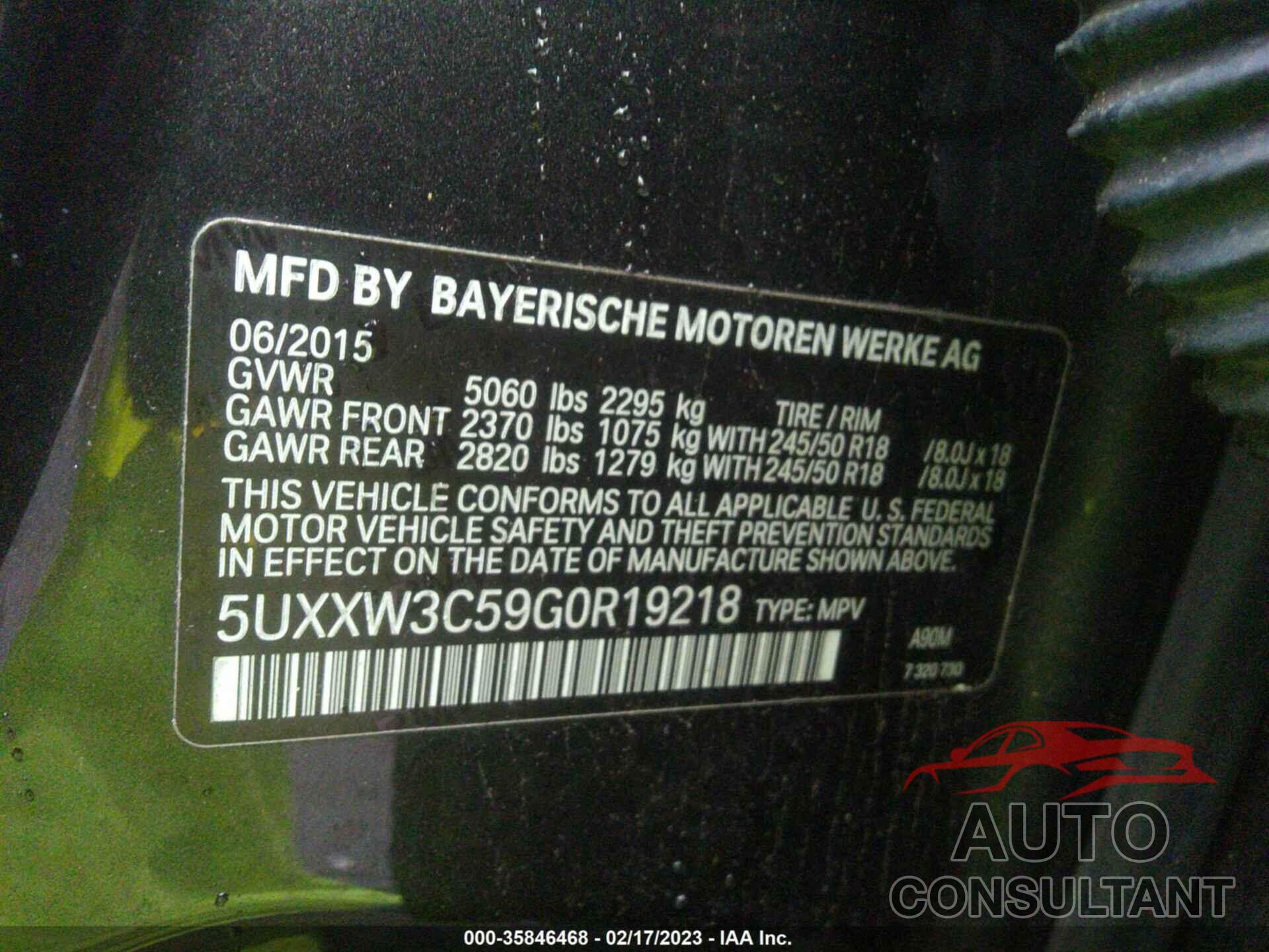 BMW X4 2016 - 5UXXW3C59G0R19218