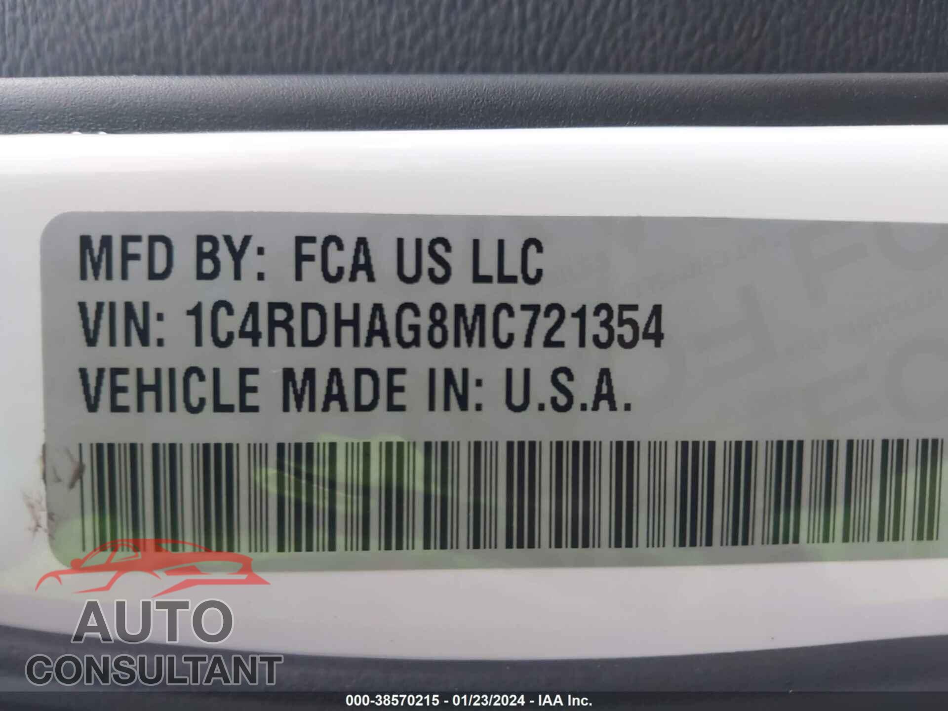 DODGE DURANGO 2021 - 1C4RDHAG8MC721354