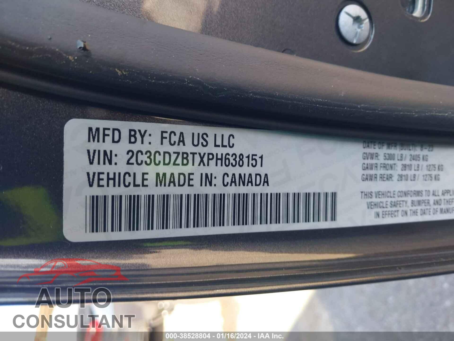 DODGE CHALLENGER 2023 - 2C3CDZBTXPH638151
