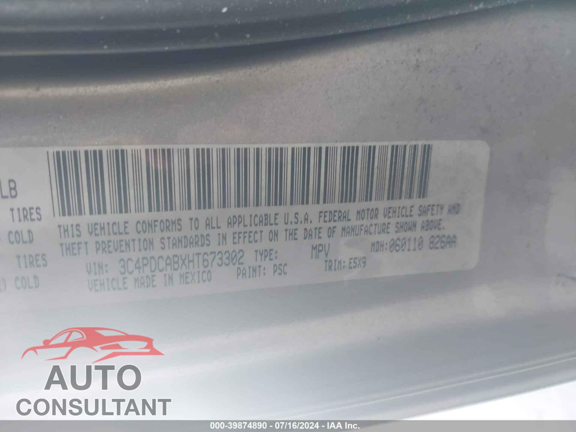 DODGE JOURNEY 2017 - 3C4PDCABXHT673302