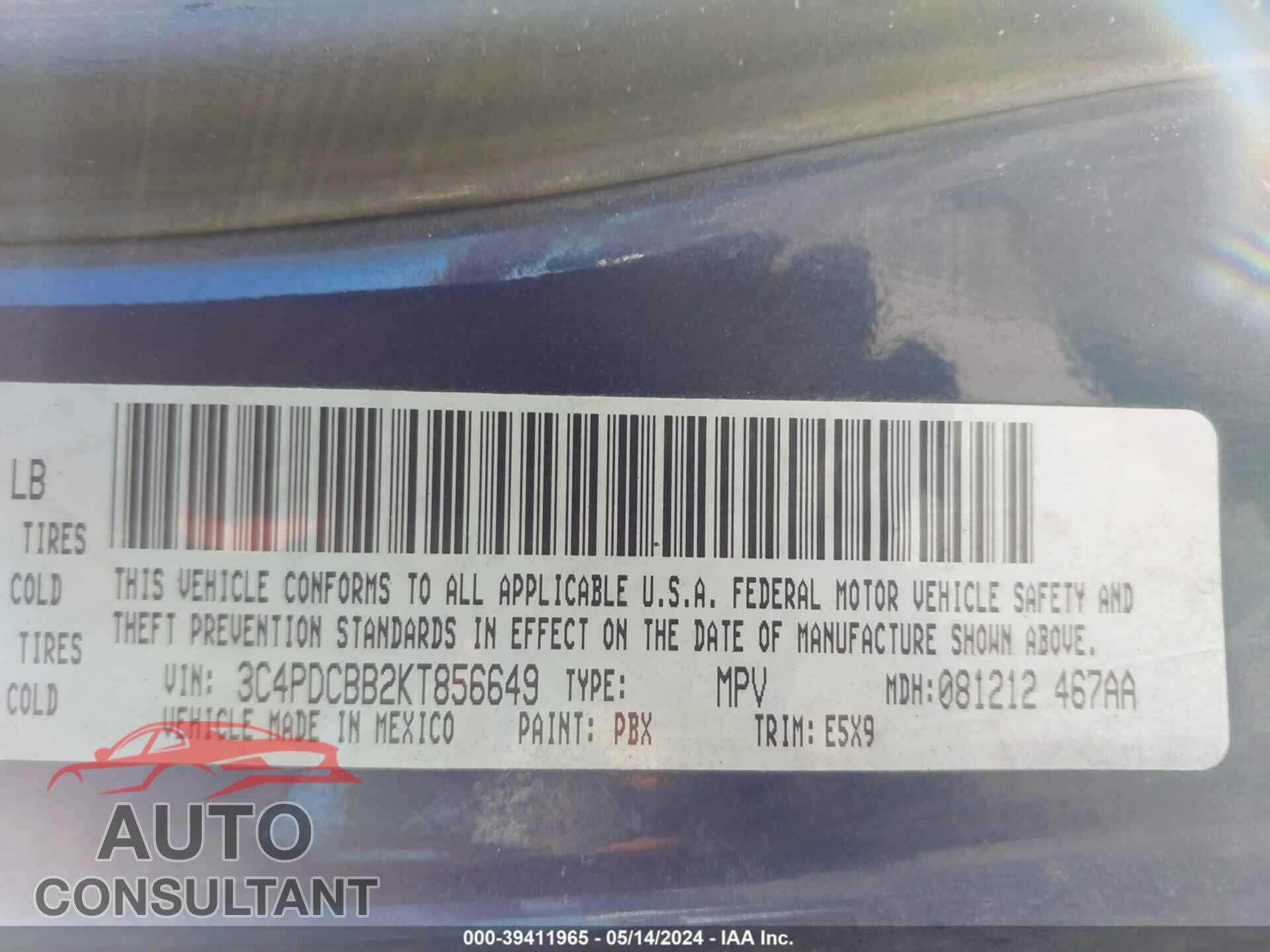 DODGE JOURNEY 2019 - 3C4PDCBB2KT856649