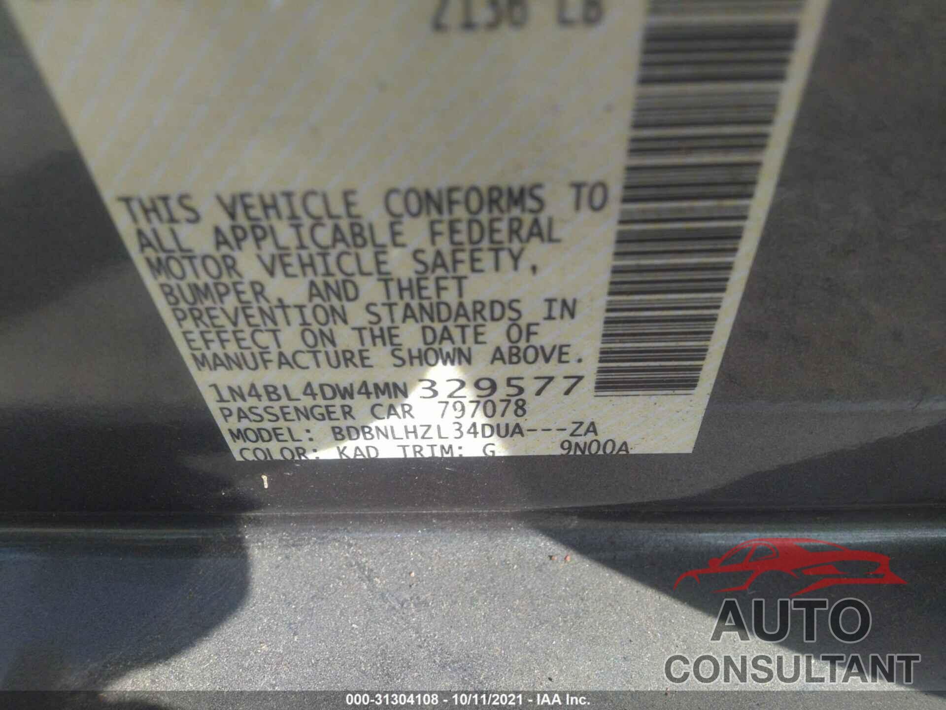 NISSAN ALTIMA 2021 - 1N4BL4DW4MN329577