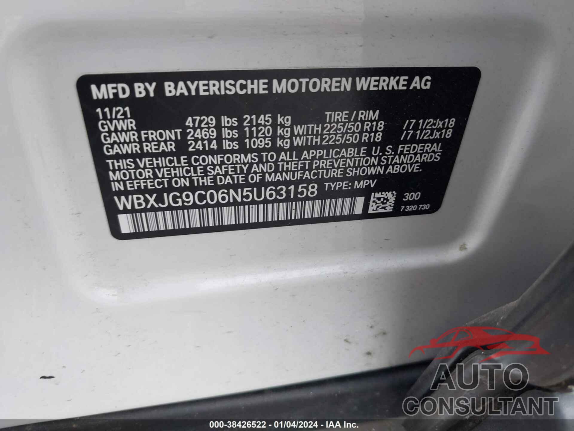 BMW X1 2022 - WBXJG9C06N5U63158