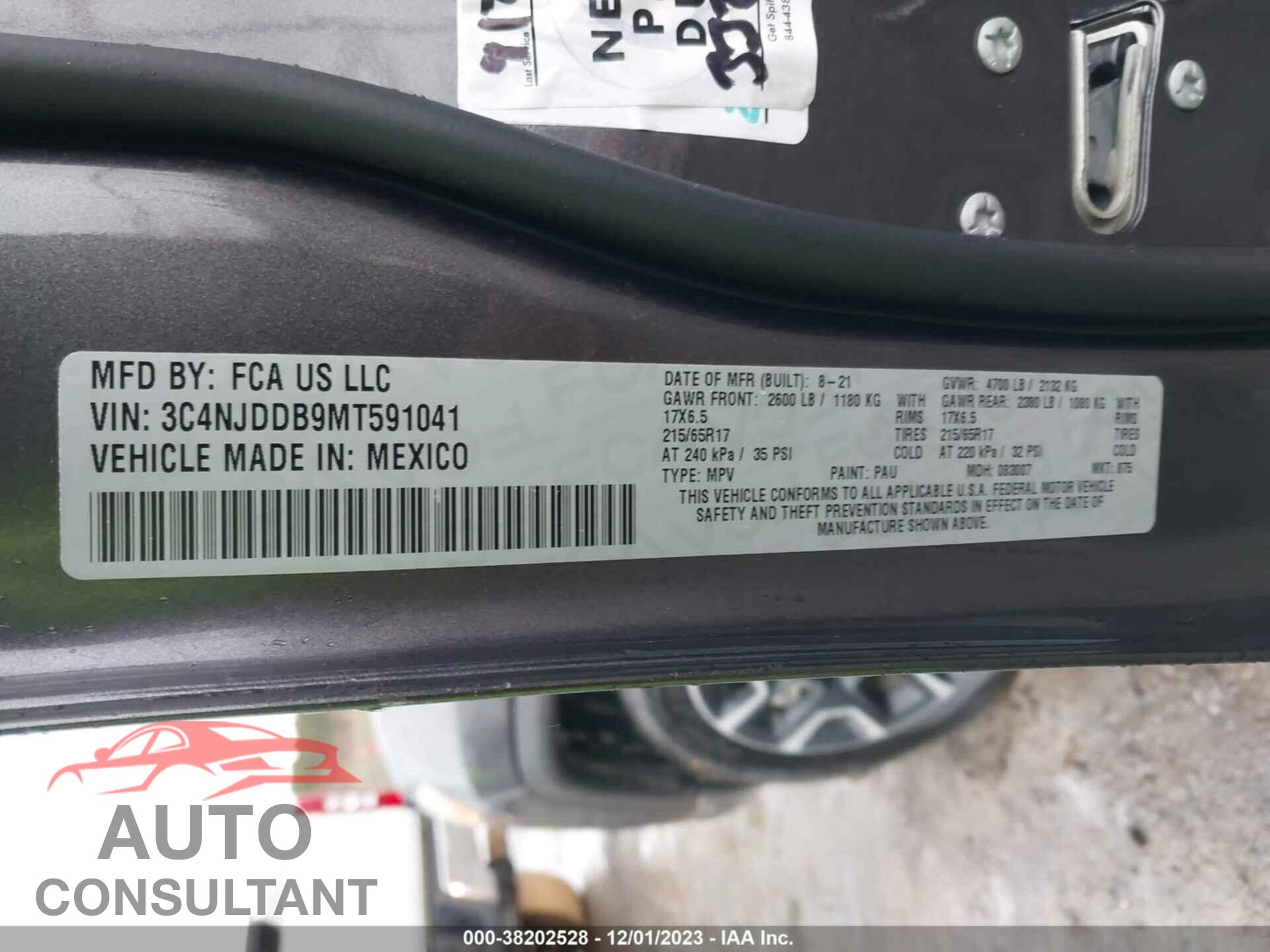 JEEP COMPASS 2021 - 3C4NJDDB9MT591041