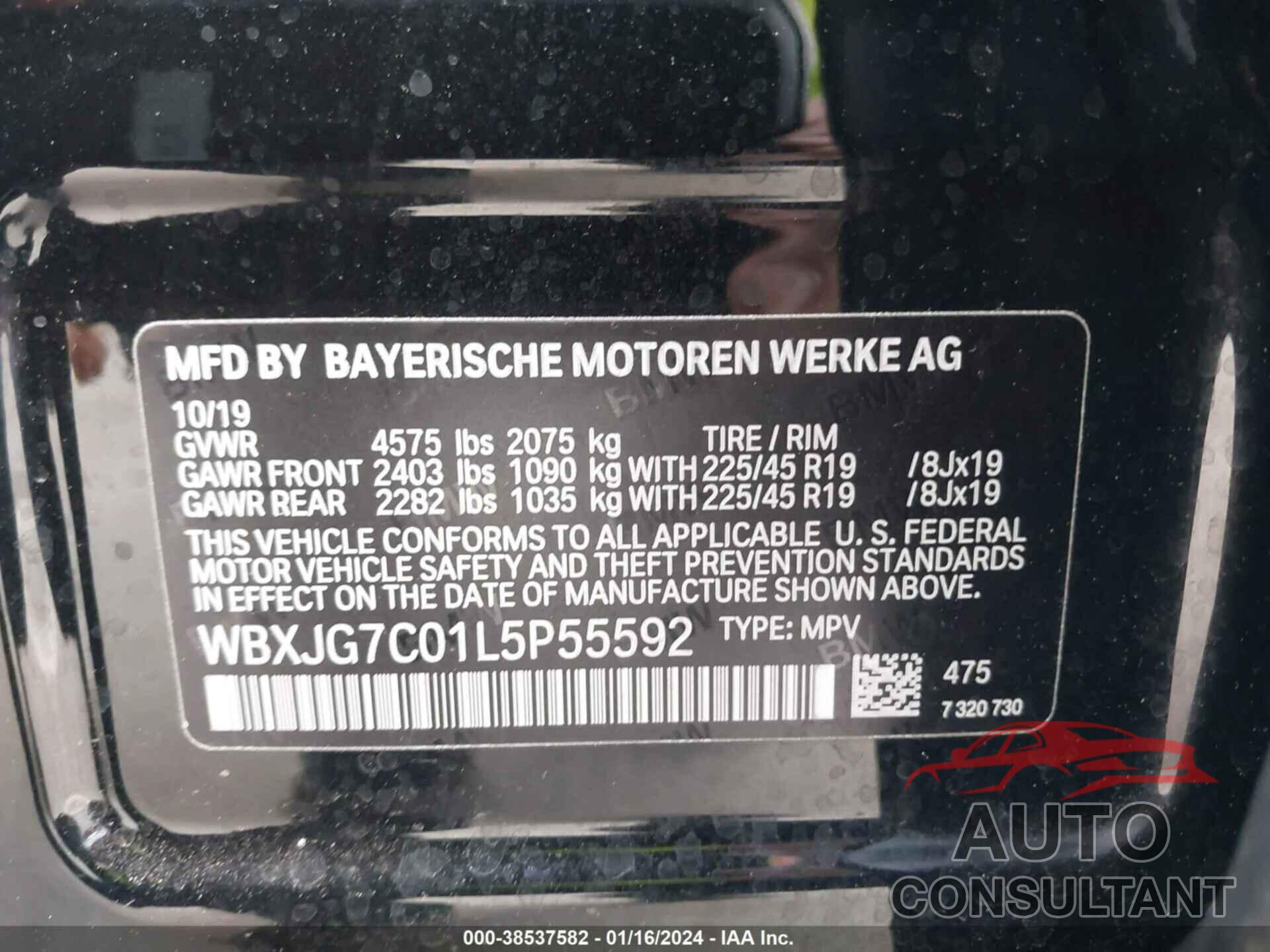 BMW X1 2020 - WBXJG7C01L5P55592