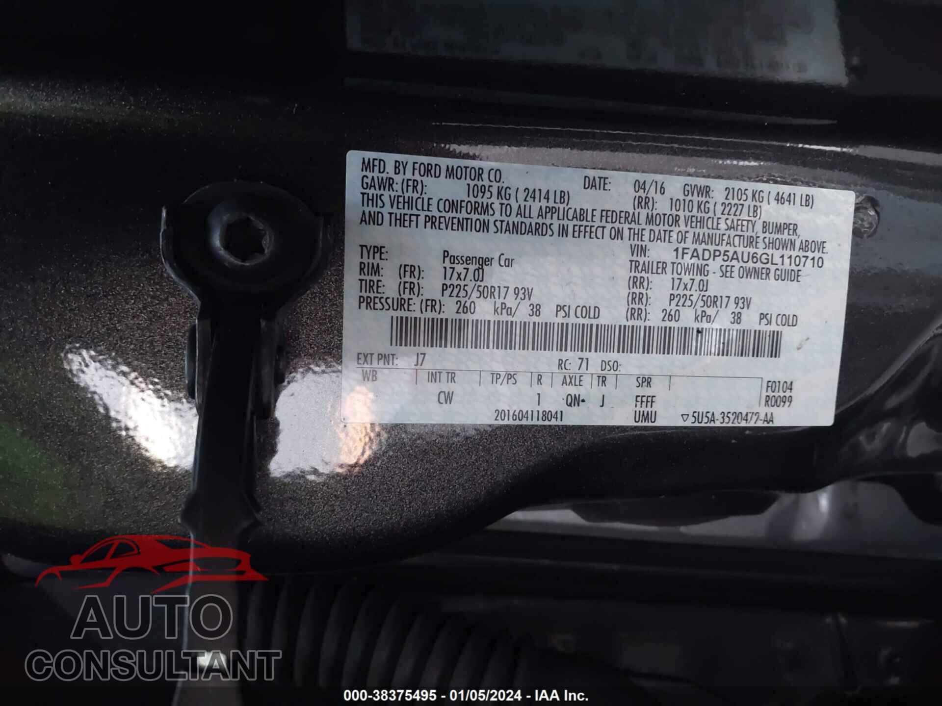 FORD C-MAX 2016 - 1FADP5AU6GL110710
