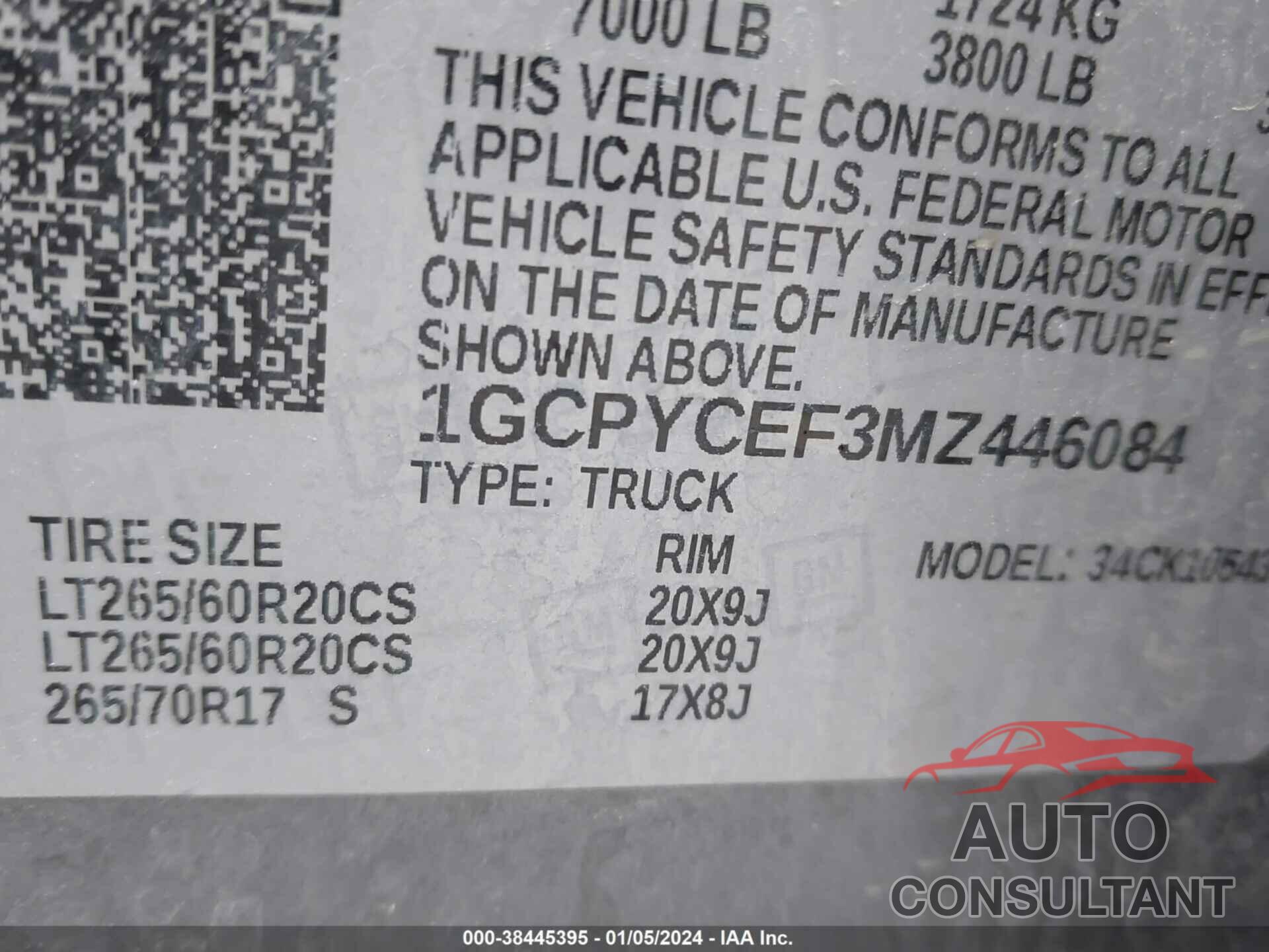 CHEVROLET SILVERADO 1500 2021 - 1GCPYCEF3MZ446084