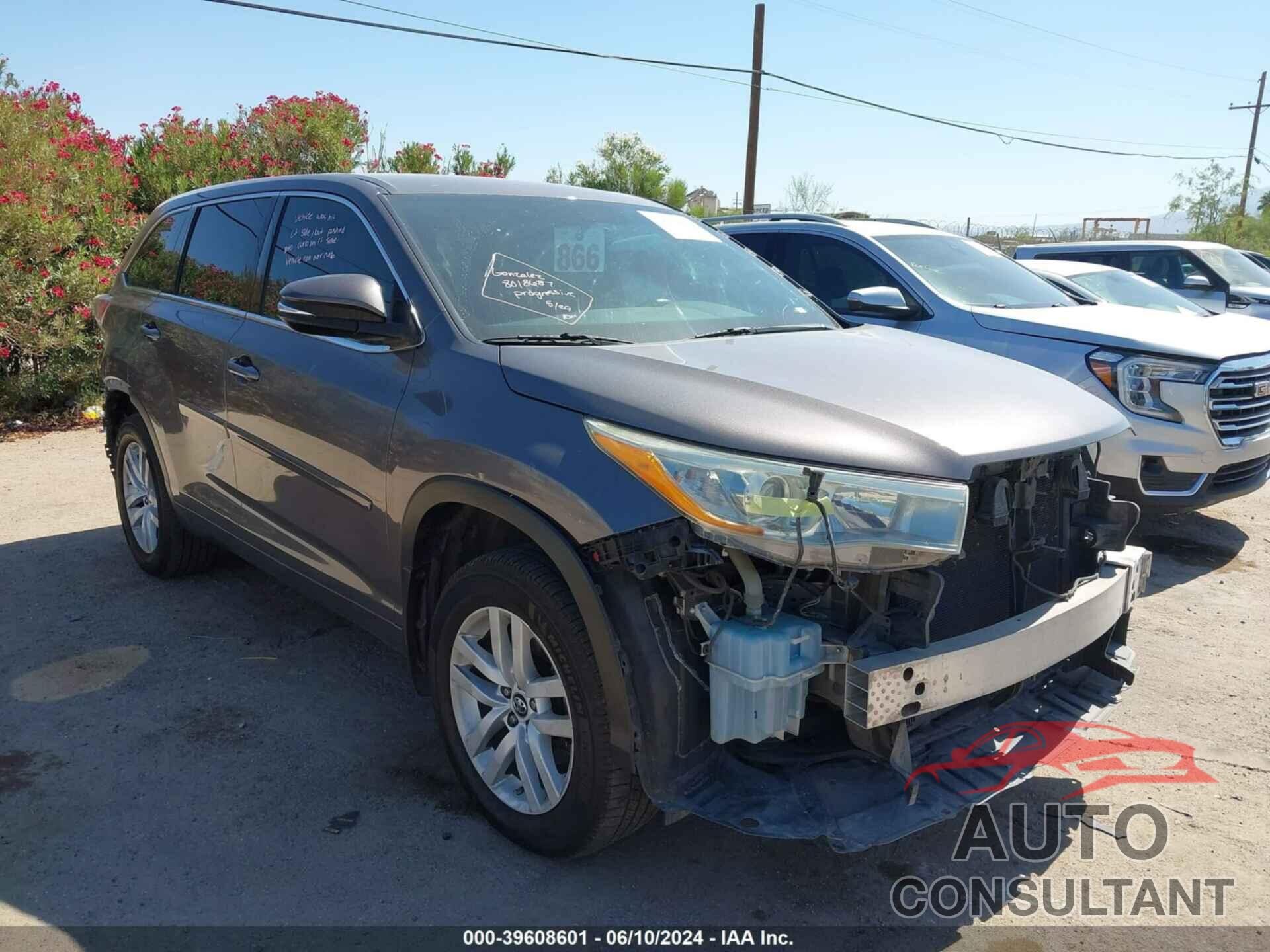 TOYOTA HIGHLANDER 2016 - 5TDBKRFH6GS347649