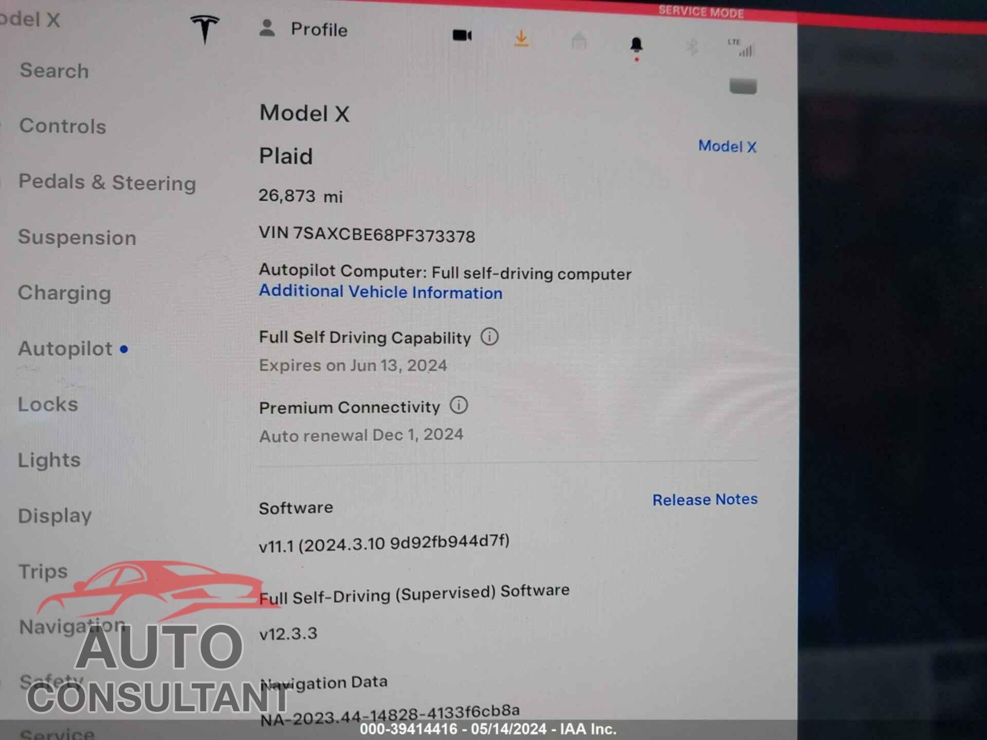 TESLA MODEL X 2023 - 7SAXCBE68PF373378