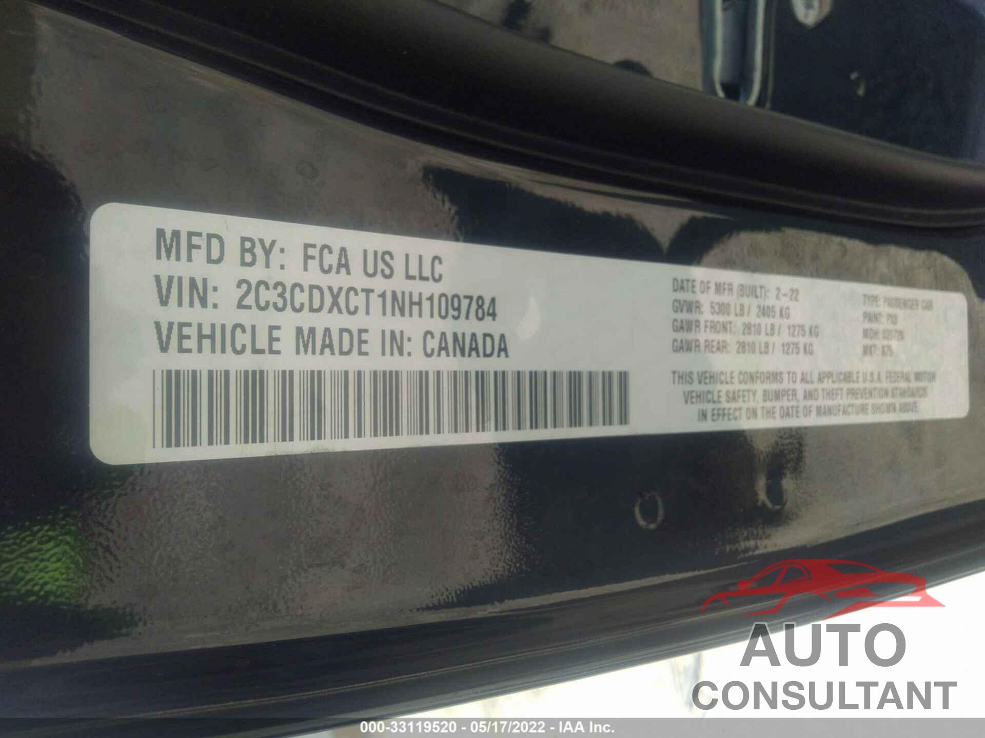 DODGE CHARGER 2022 - 2C3CDXCT1NH109784