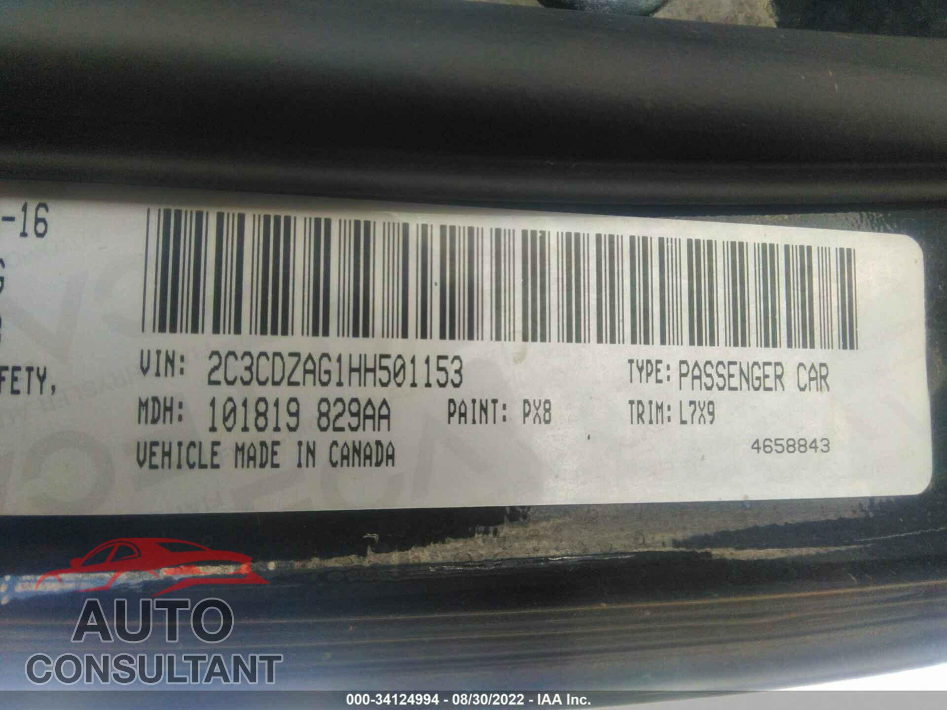 DODGE CHALLENGER 2017 - 2C3CDZAG1HH501153