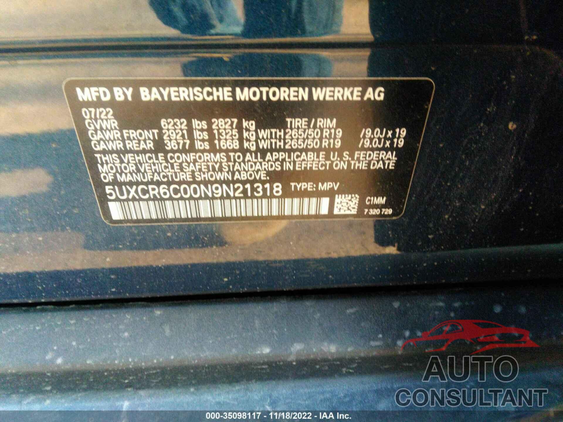 BMW X5 2022 - 5UXCR6C00N9N21318