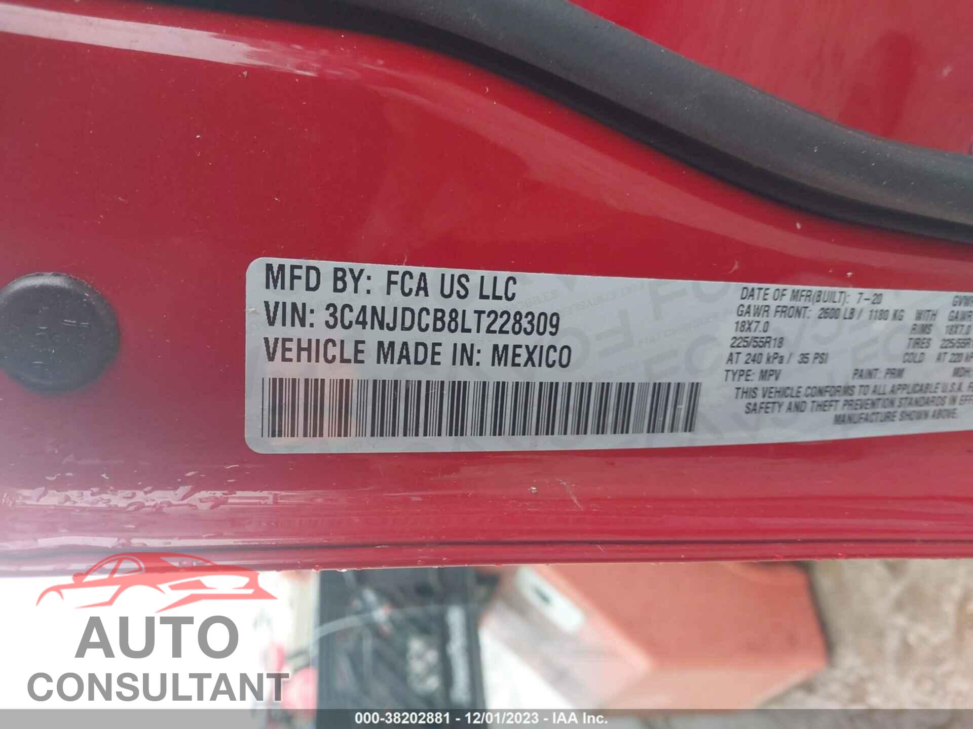 JEEP COMPASS 2020 - 3C4NJDCB8LT228309