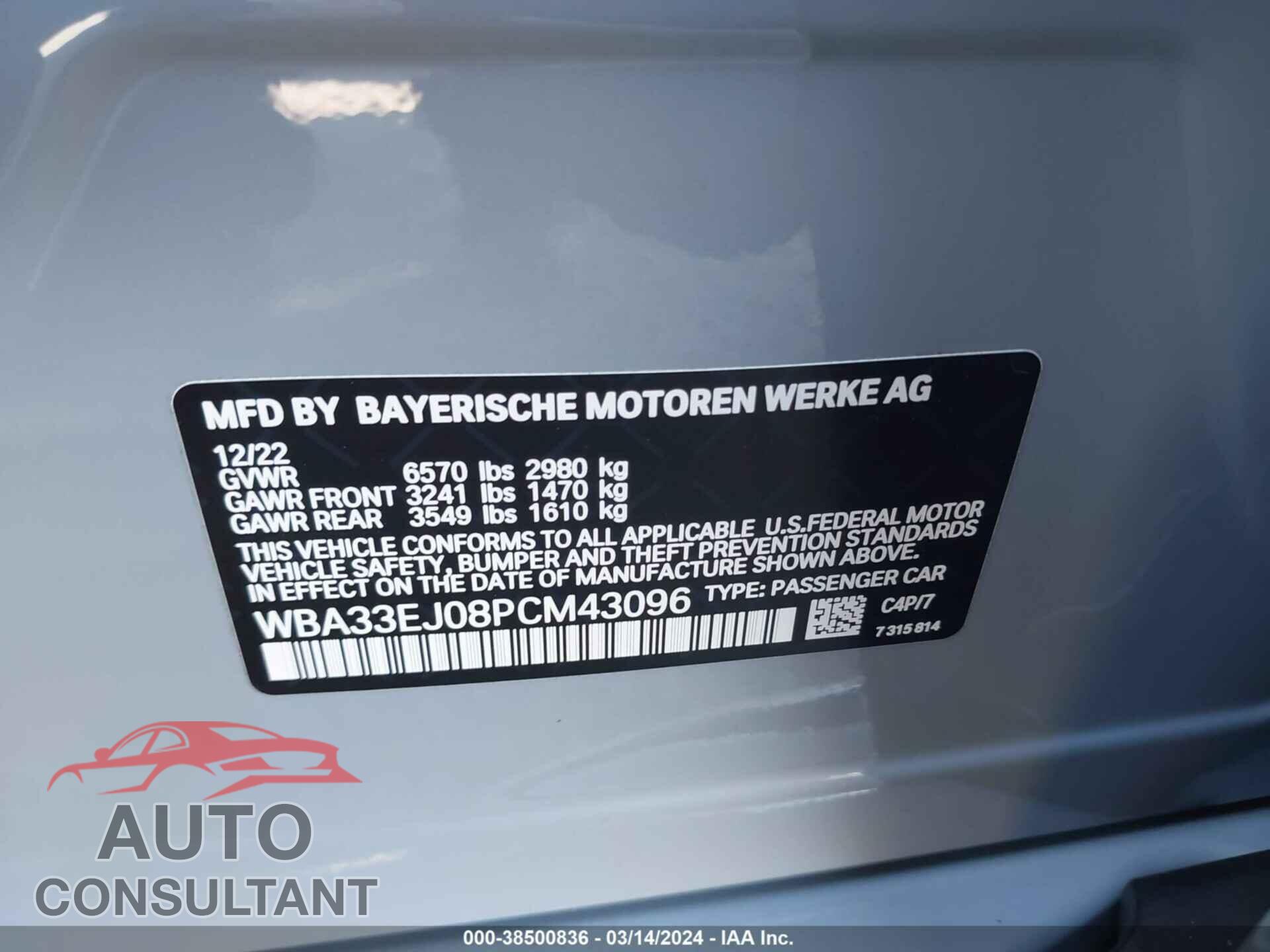 BMW 760I 2023 - WBA33EJ08PCM43096