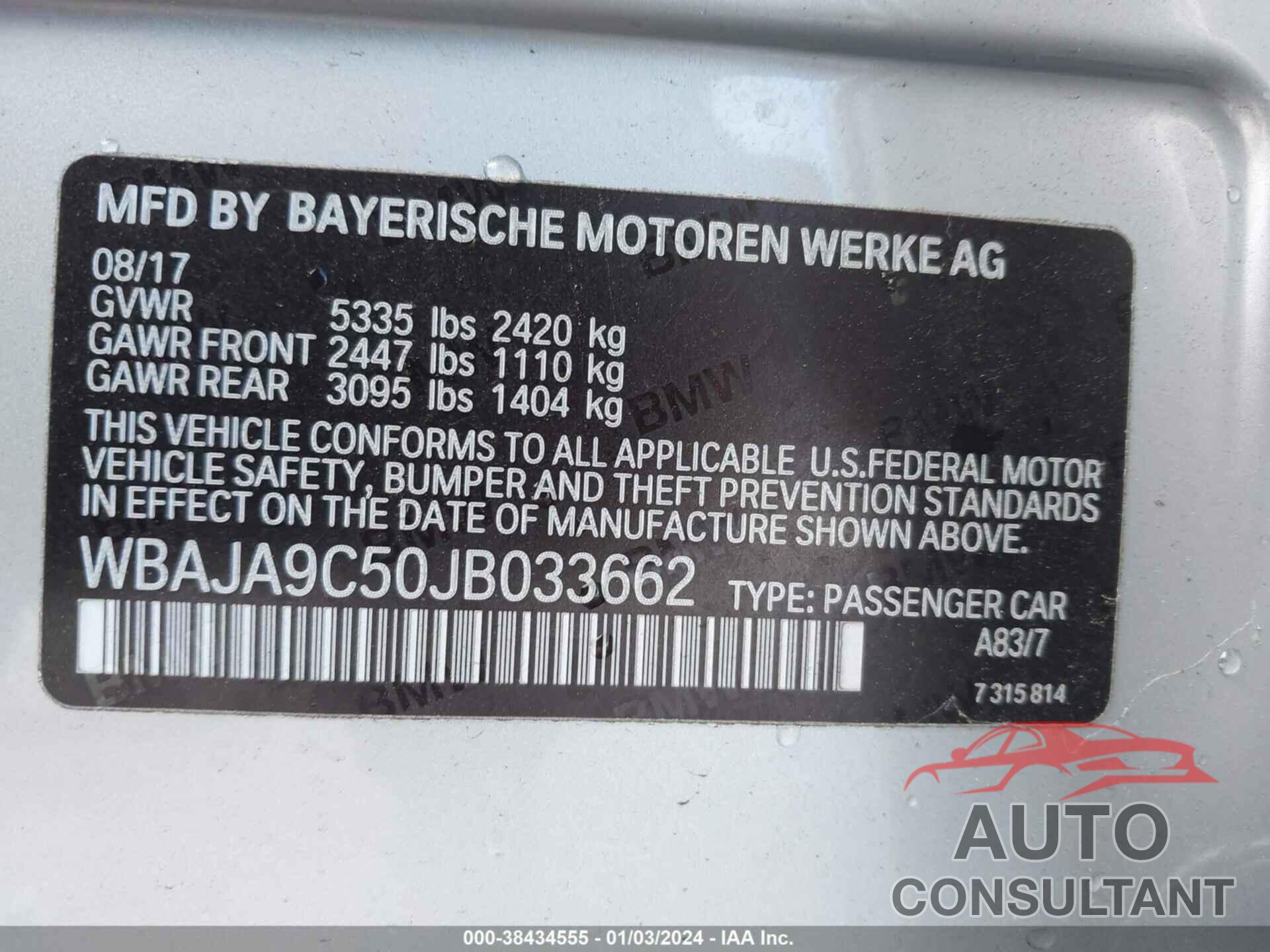 BMW 530E 2018 - WBAJA9C50JB033662
