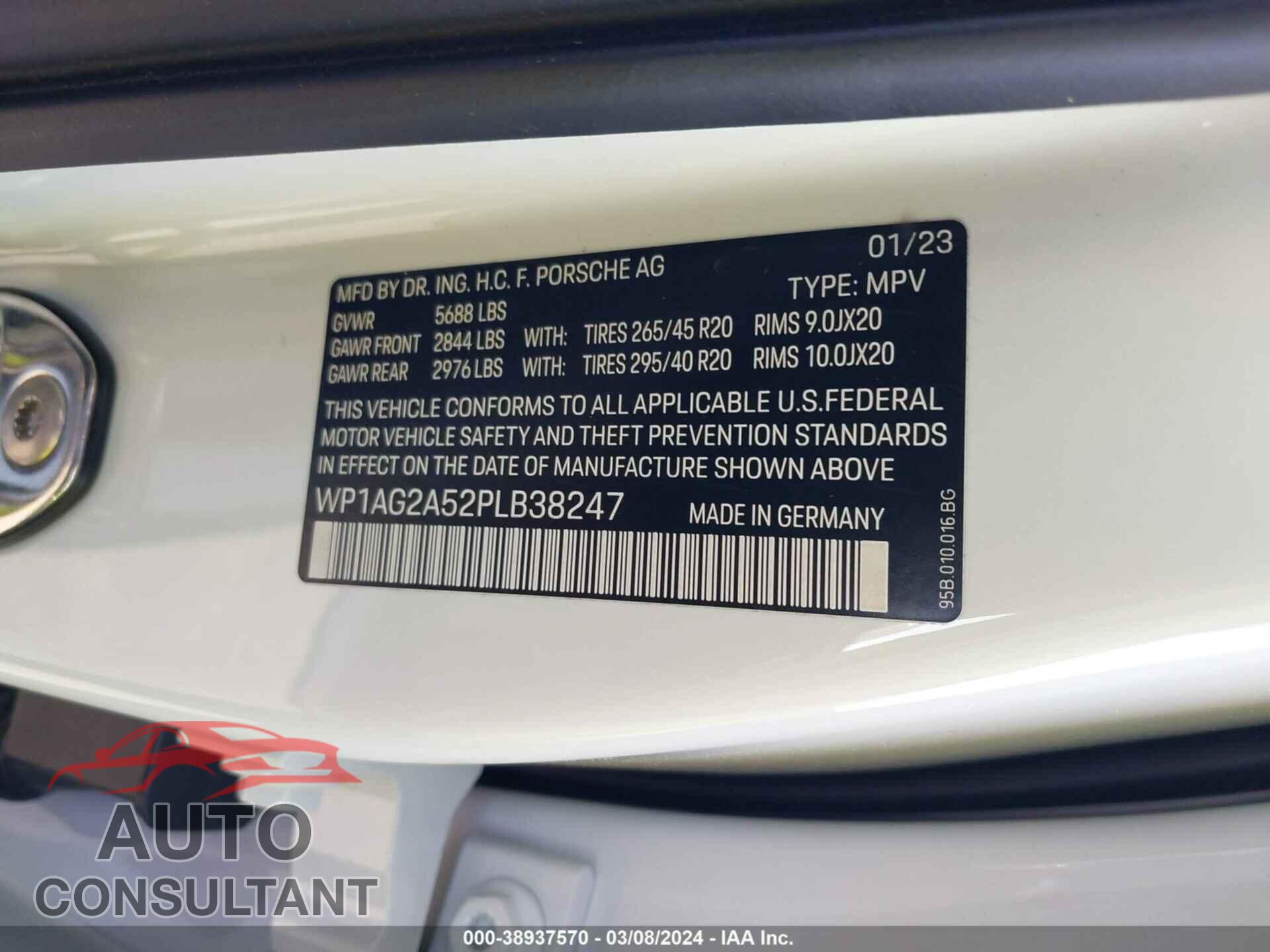 PORSCHE MACAN 2023 - WP1AG2A52PLB38247