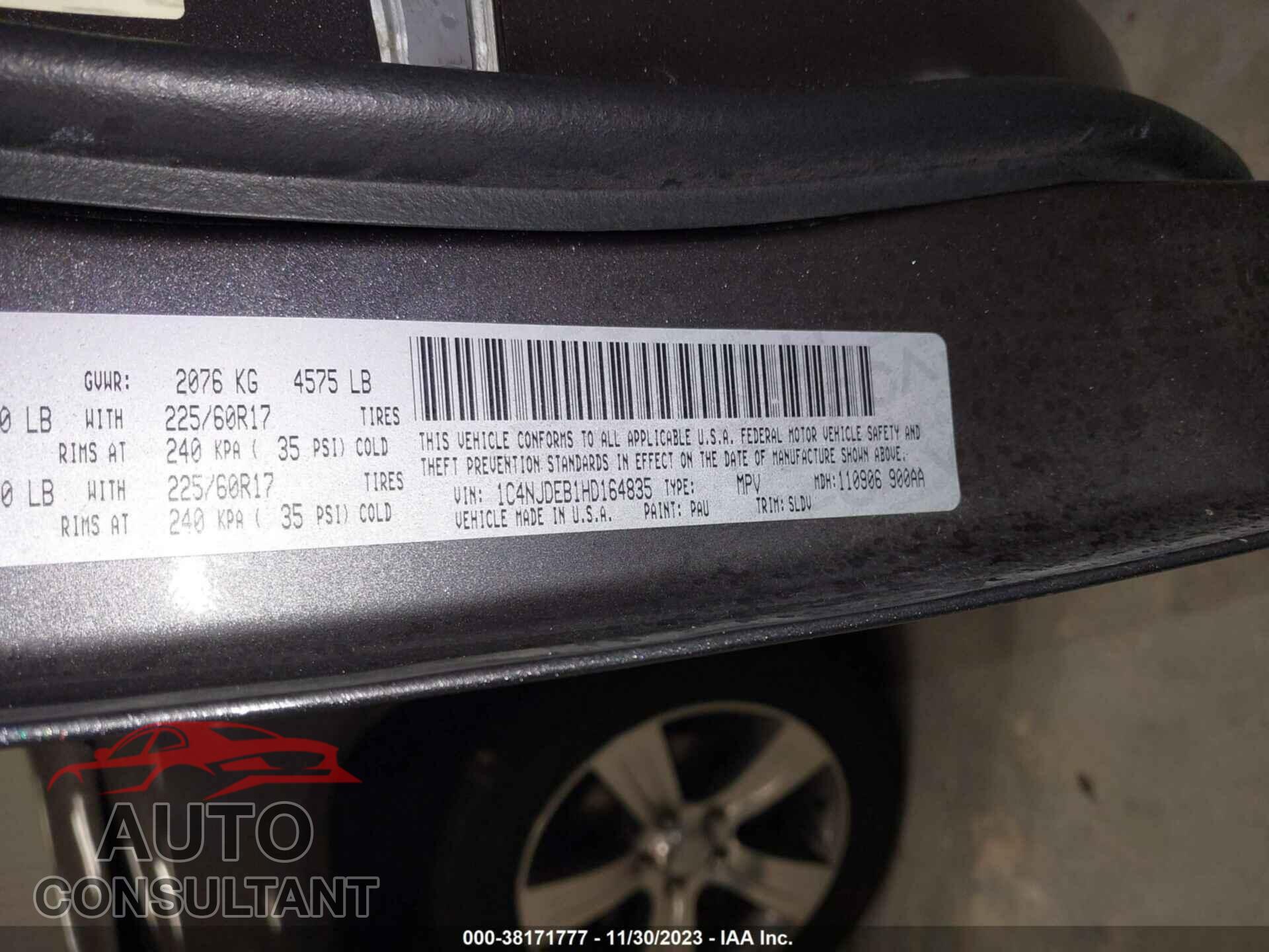 JEEP COMPASS 2017 - 1C4NJDEB1HD164835