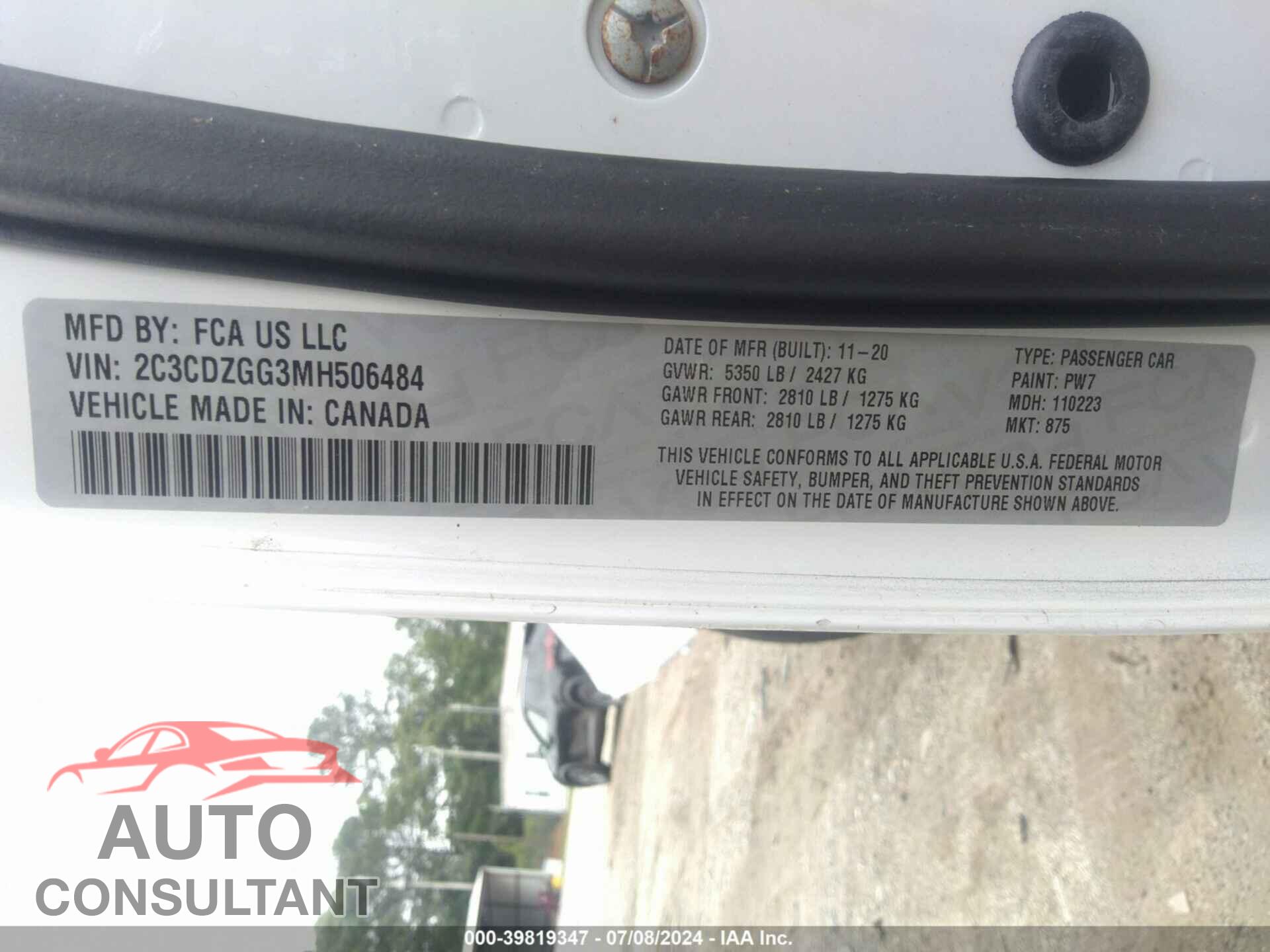 DODGE CHALLENGER 2021 - 2C3CDZGG3MH506484