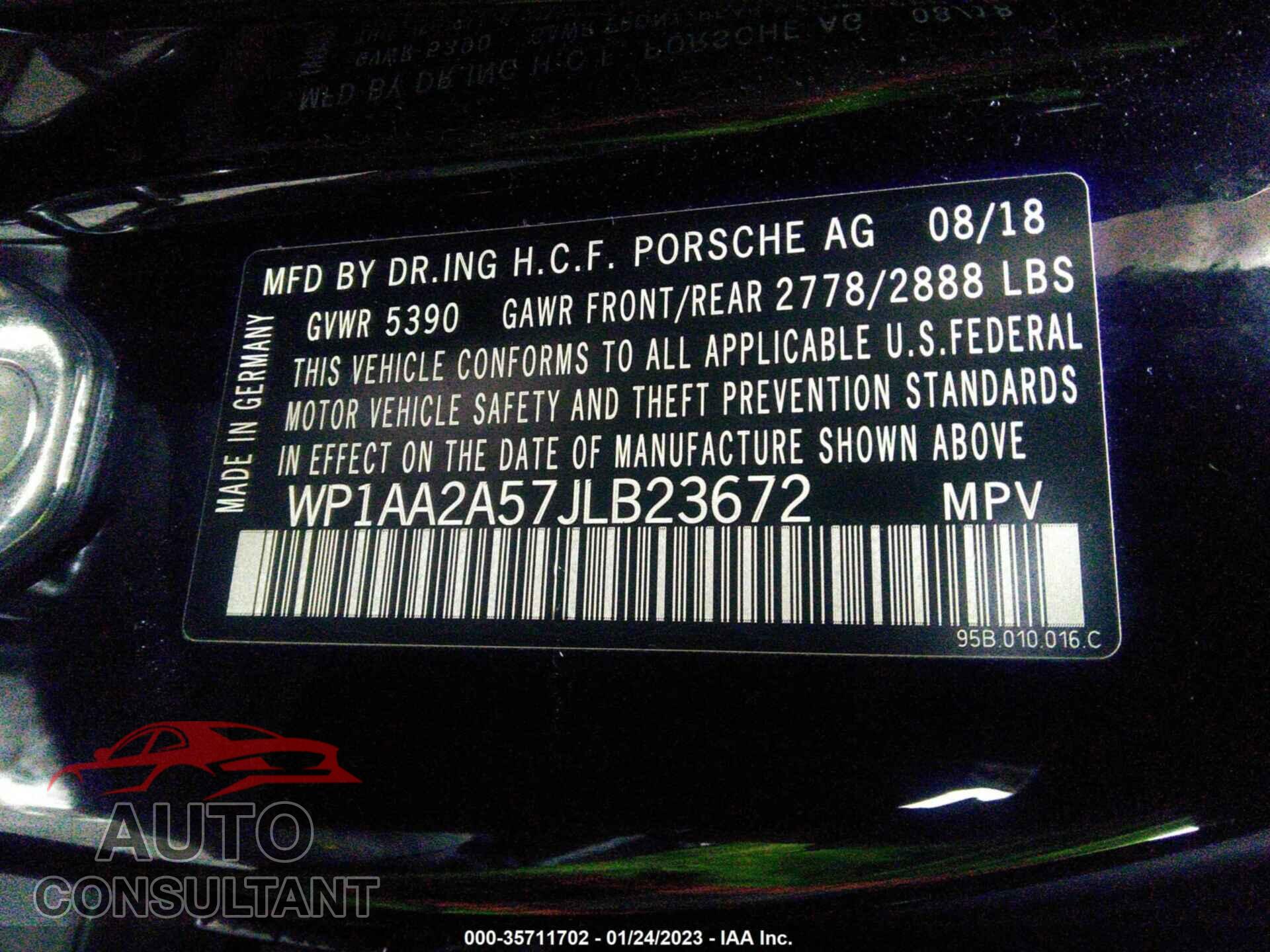 PORSCHE MACAN 2018 - WP1AA2A57JLB23672