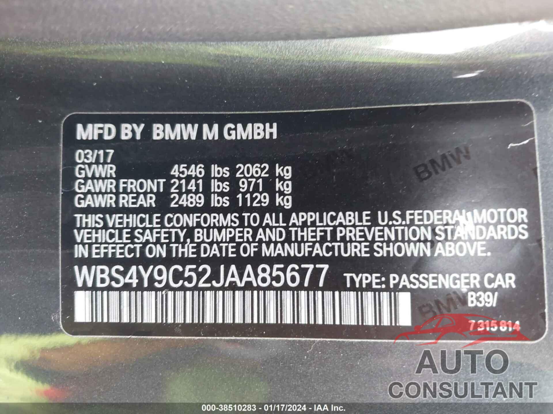 BMW M4 2018 - WBS4Y9C52JAA85677