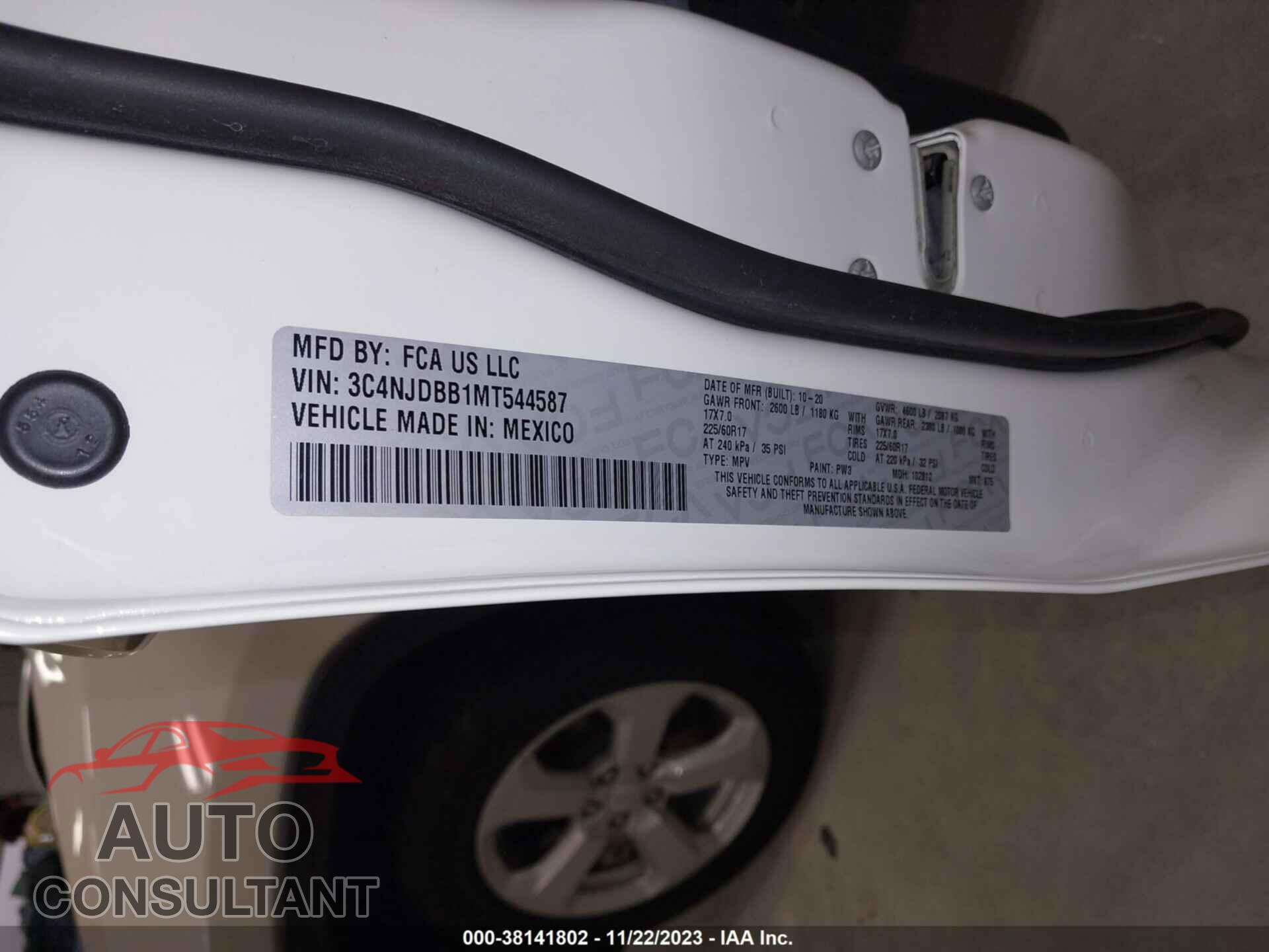 JEEP COMPASS 2021 - 3C4NJDBB1MT544587