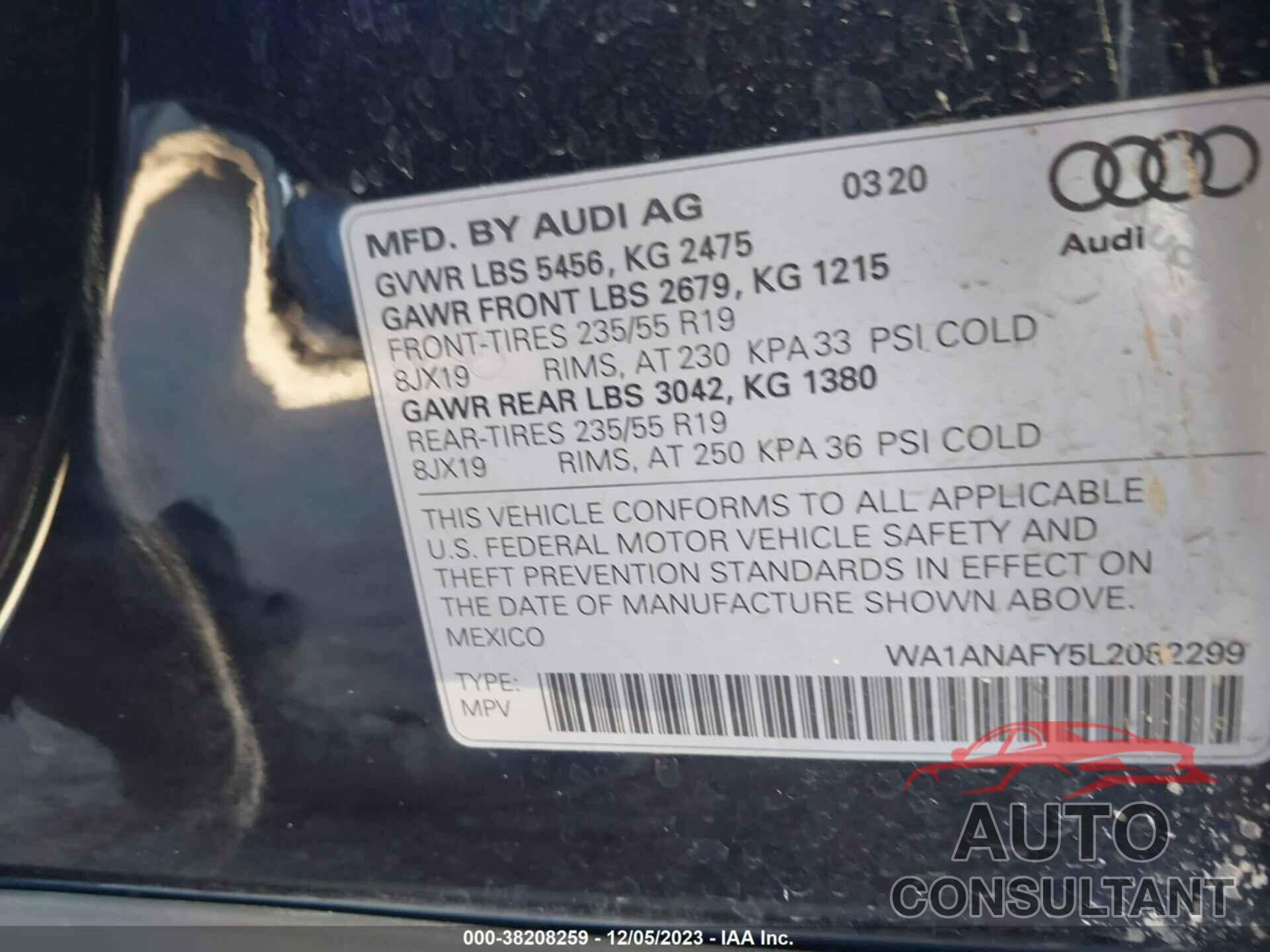 AUDI Q5 2020 - WA1ANAFY5L2082299