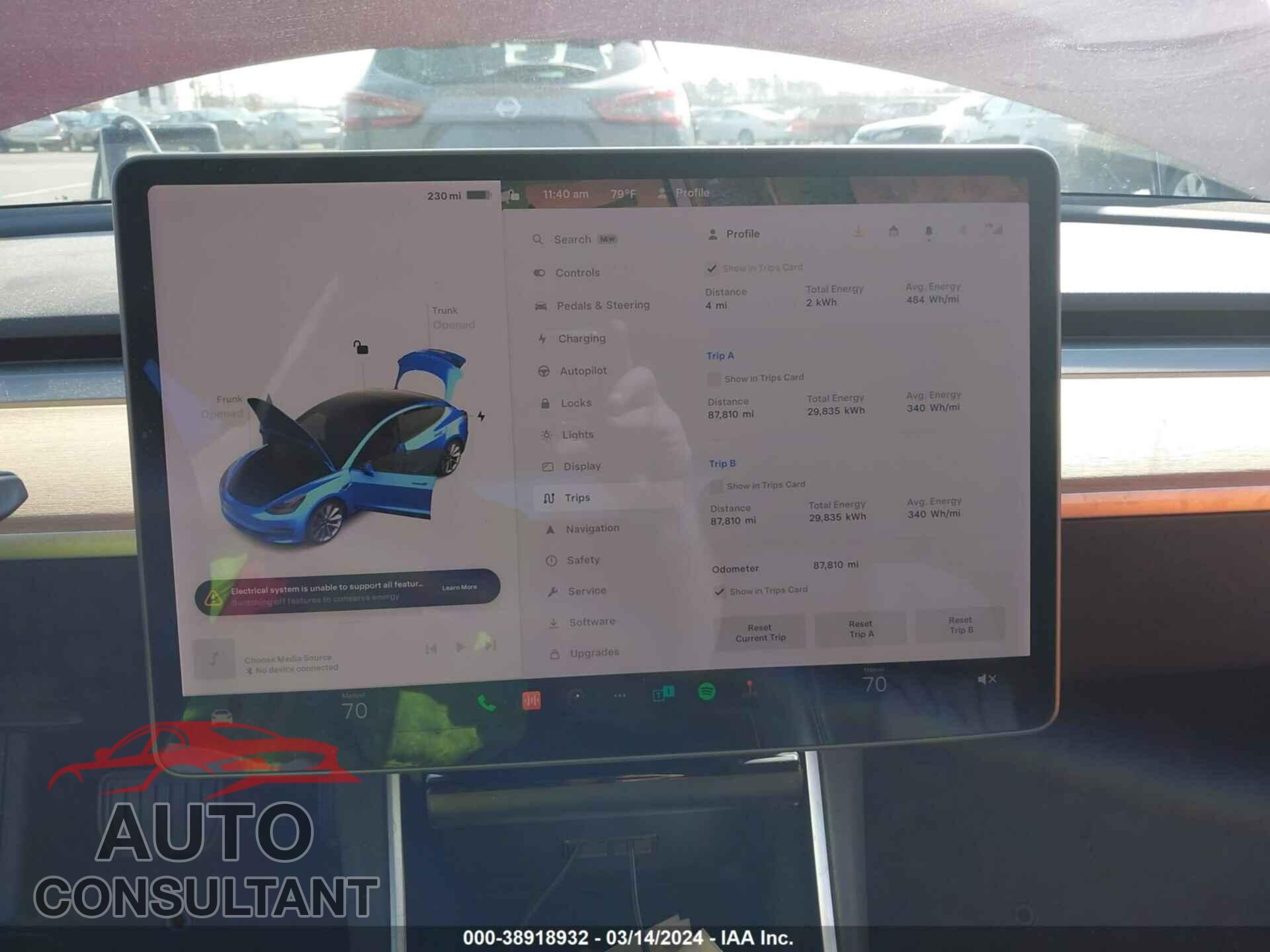 TESLA MODEL 3 2018 - 5YJ3E1EB9JF087978