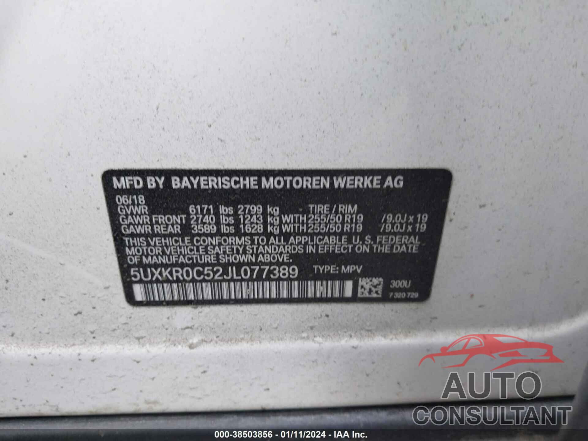 BMW X5 2018 - 5UXKR0C52JL077389