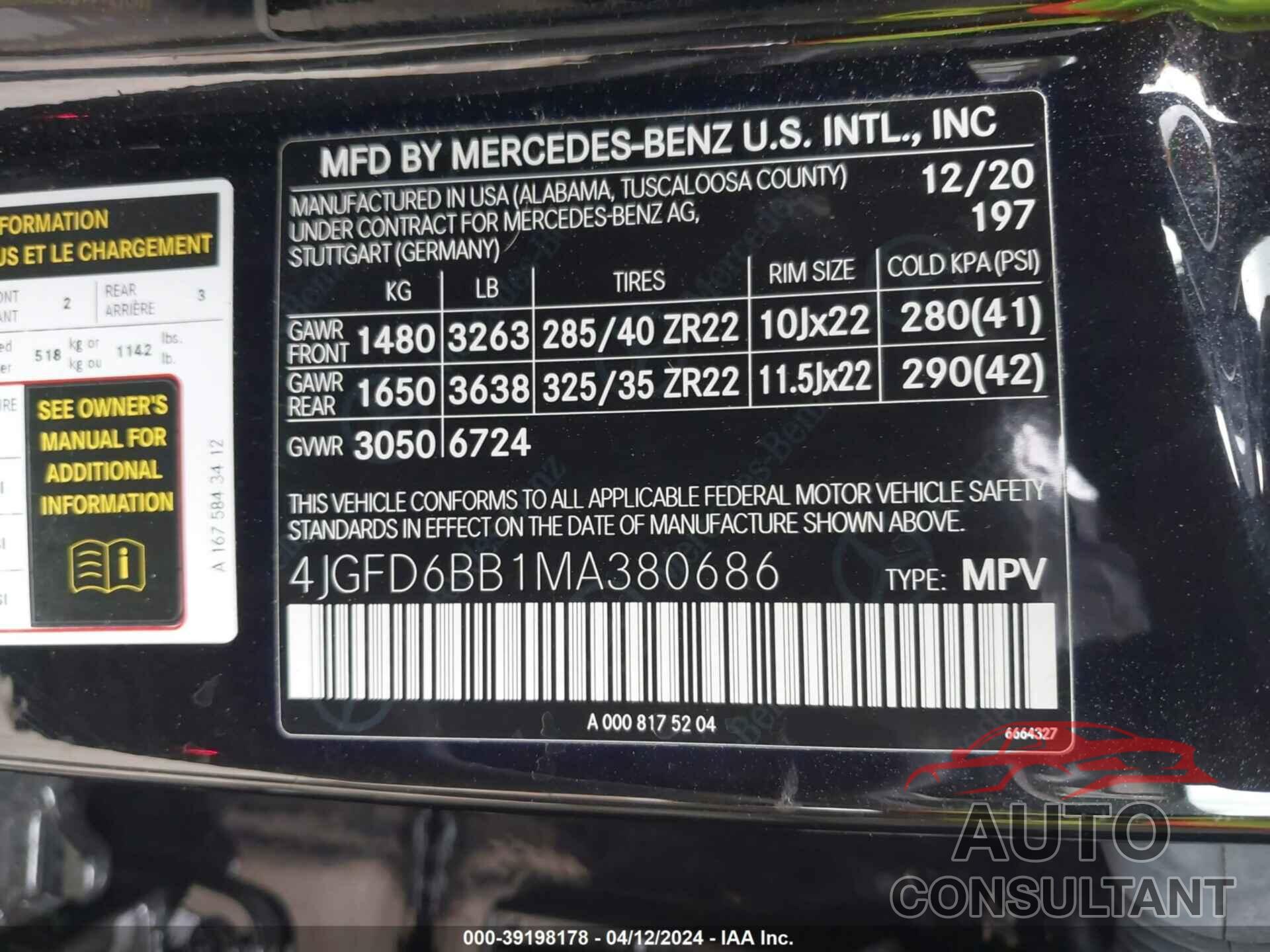 MERCEDES-BENZ AMG GLE 53 COUPE 2021 - 4JGFD6BB1MA380686