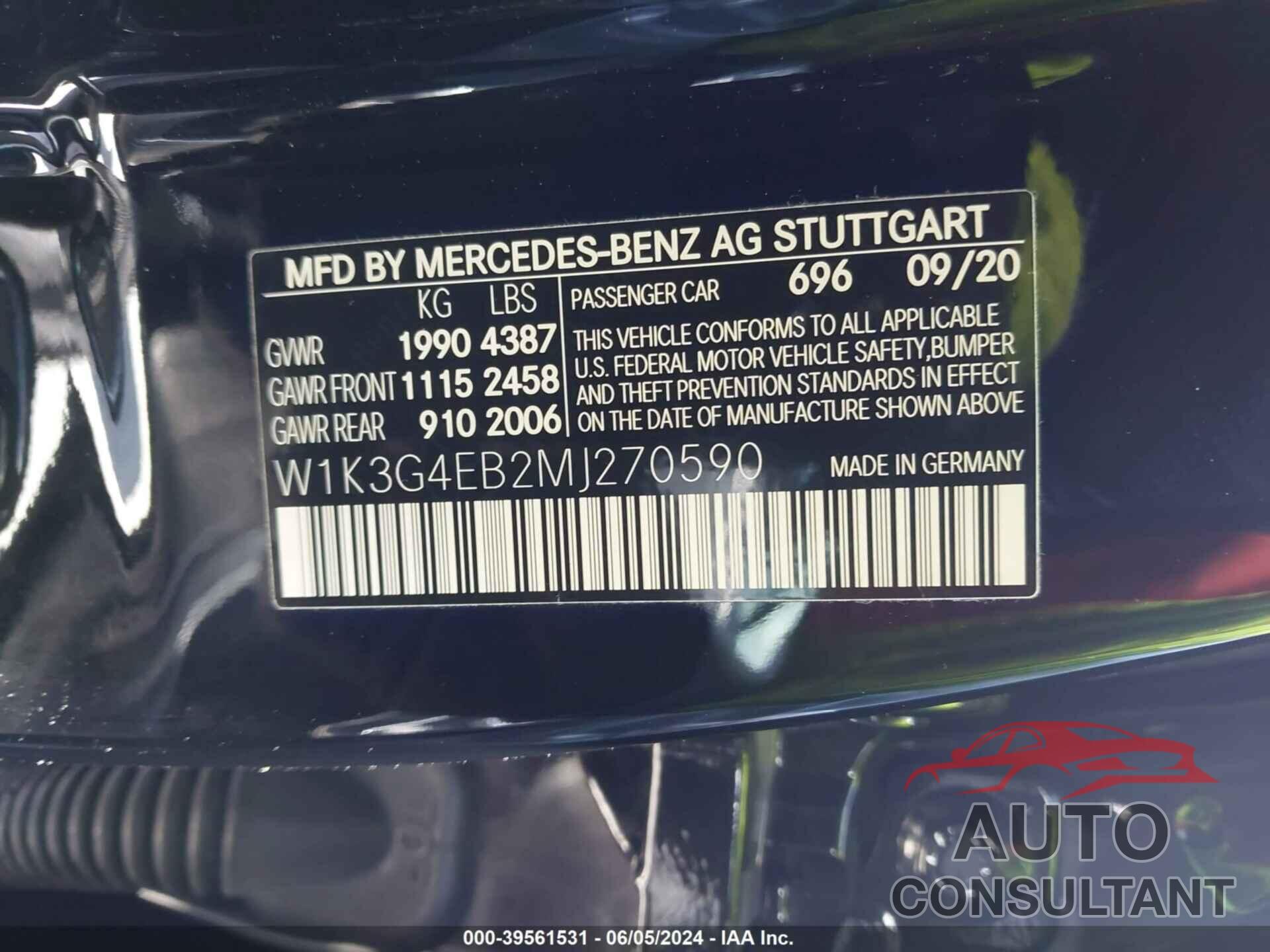 MERCEDES-BENZ A 220 2021 - W1K3G4EB2MJ270590