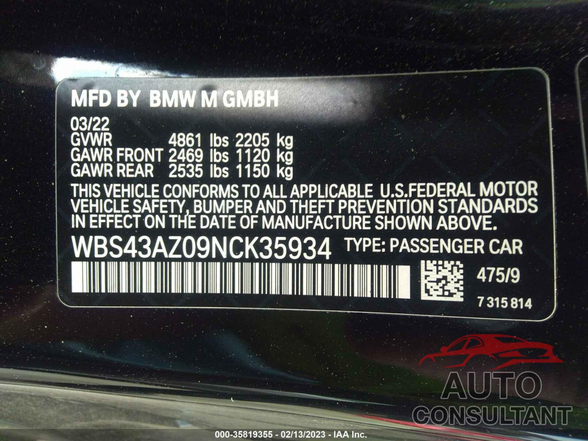 BMW M4 2022 - WBS43AZ09NCK35934