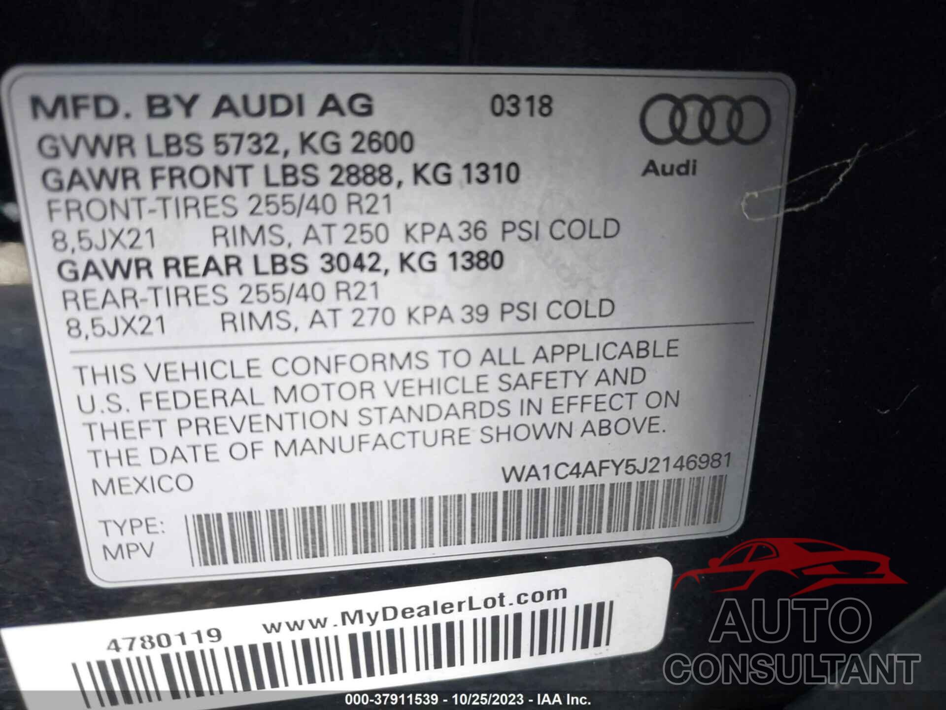 AUDI SQ5 2018 - WA1C4AFY5J2146981