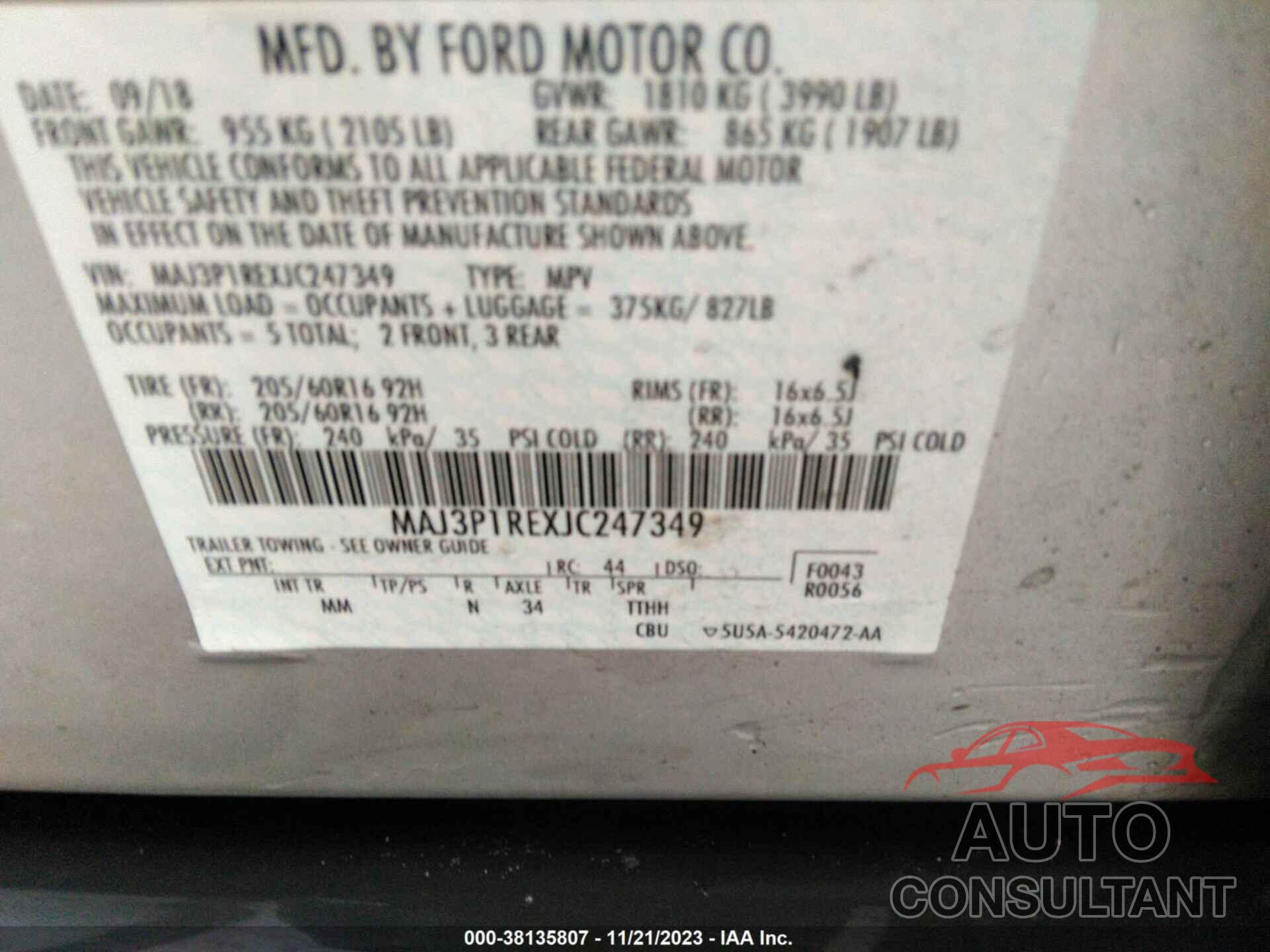 FORD ECOSPORT 2018 - MAJ3P1REXJC247349