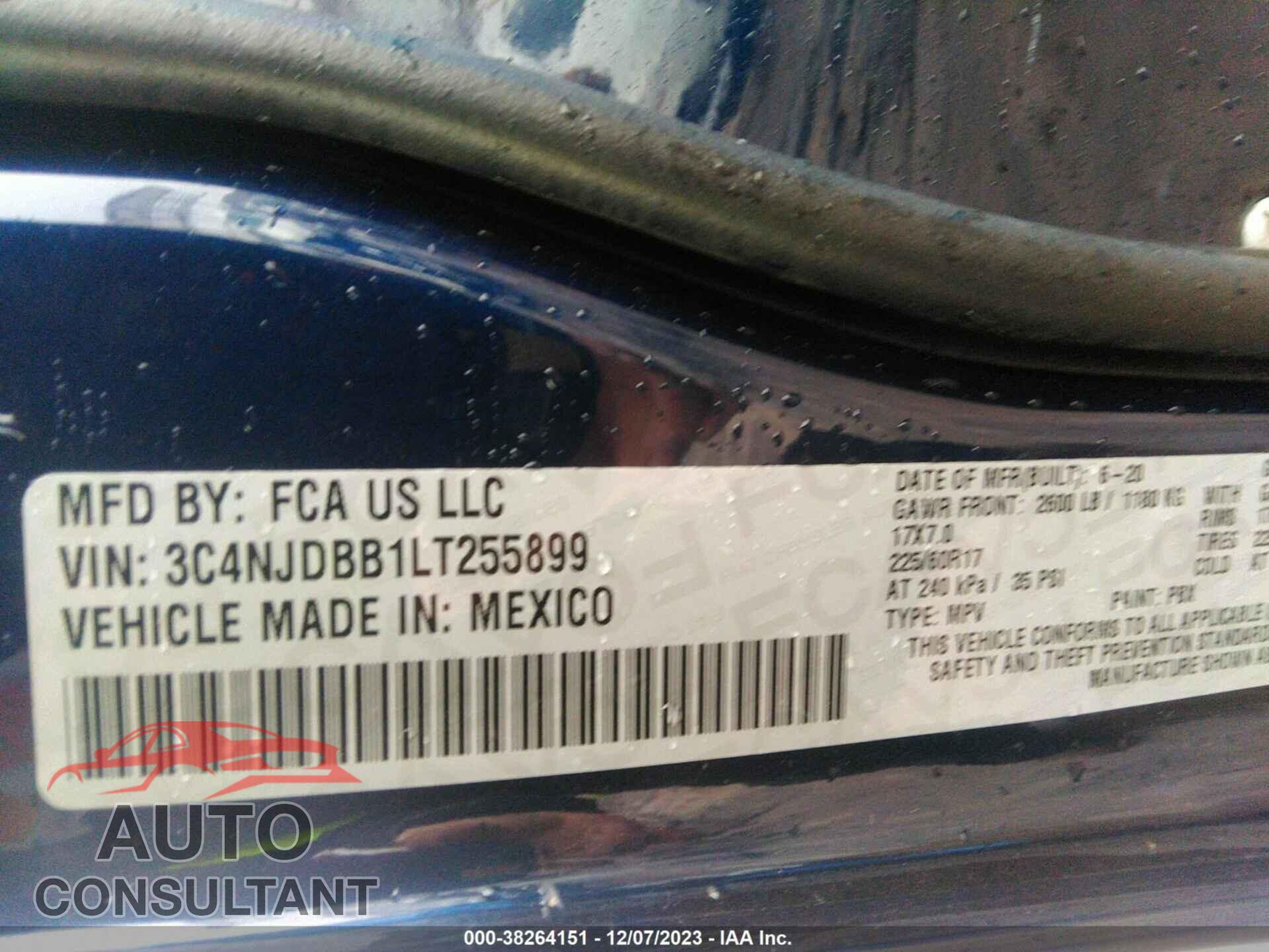 JEEP COMPASS 2020 - 3C4NJDBB1LT255899