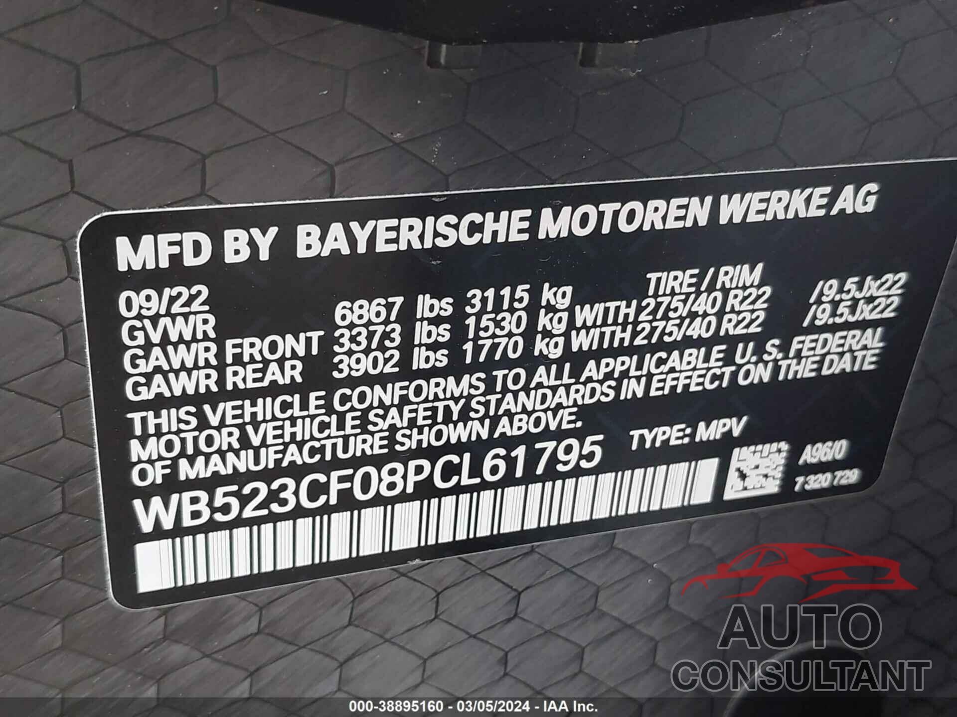 BMW IX 2023 - WB523CF08PCL61795
