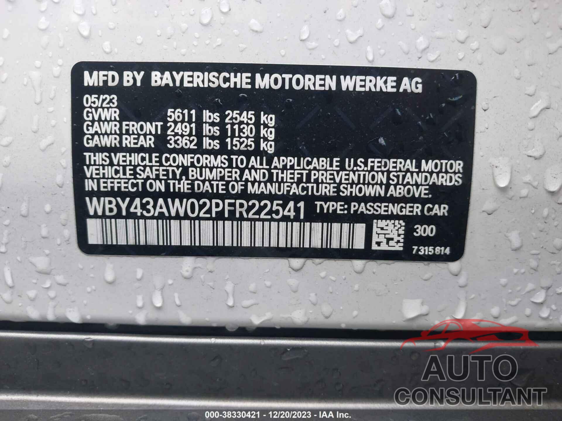 BMW I4 2023 - WBY43AW02PFR22541