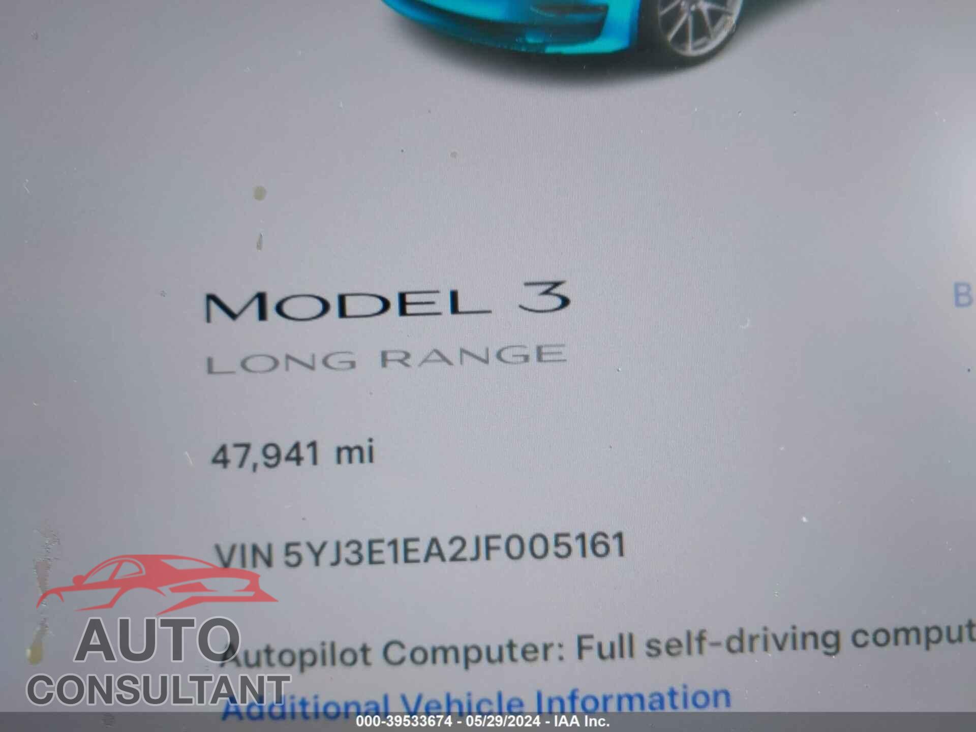 TESLA MODEL 3 2018 - 5YJ3E1EA2JF005161