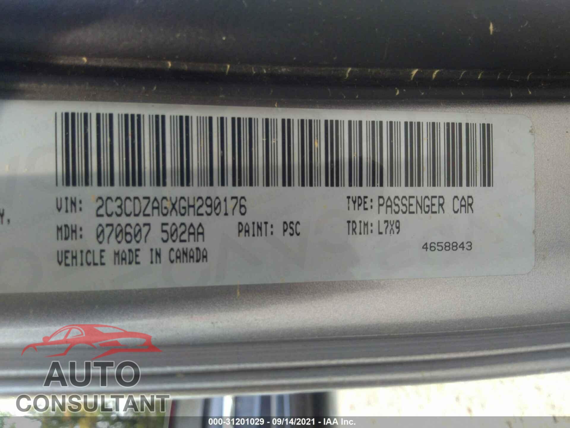 DODGE CHALLENGER 2016 - 2C3CDZAGXGH290176