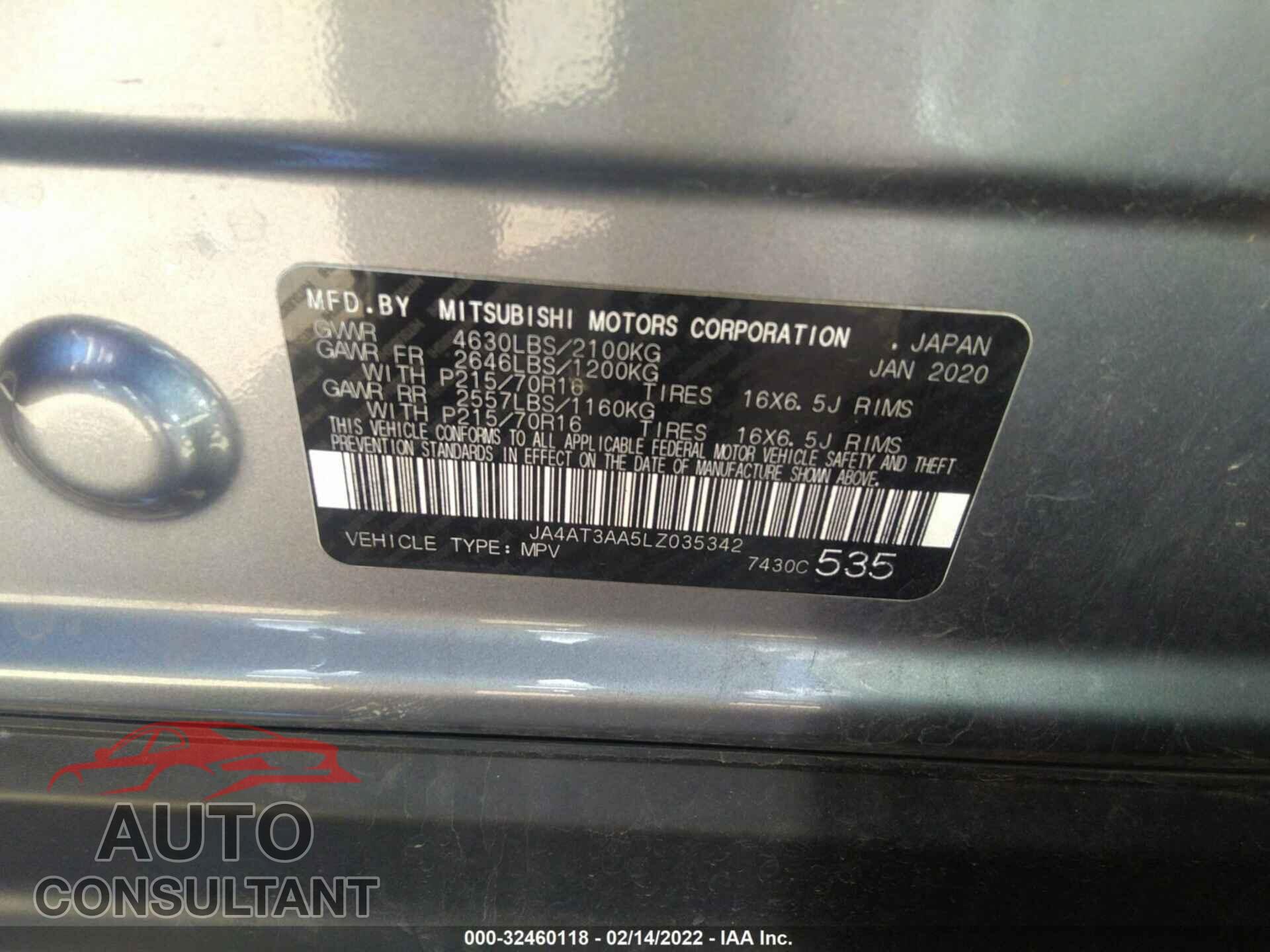 MITSUBISHI ECLIPSE CROSS 2020 - JA4AT3AA5LZ035342
