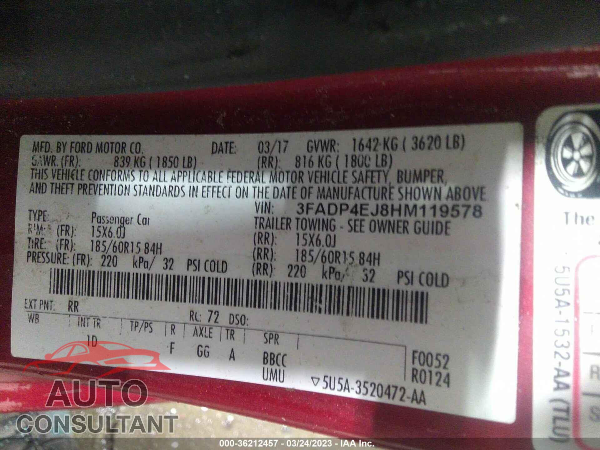 FORD FIESTA 2017 - 3FADP4EJ8HM119578